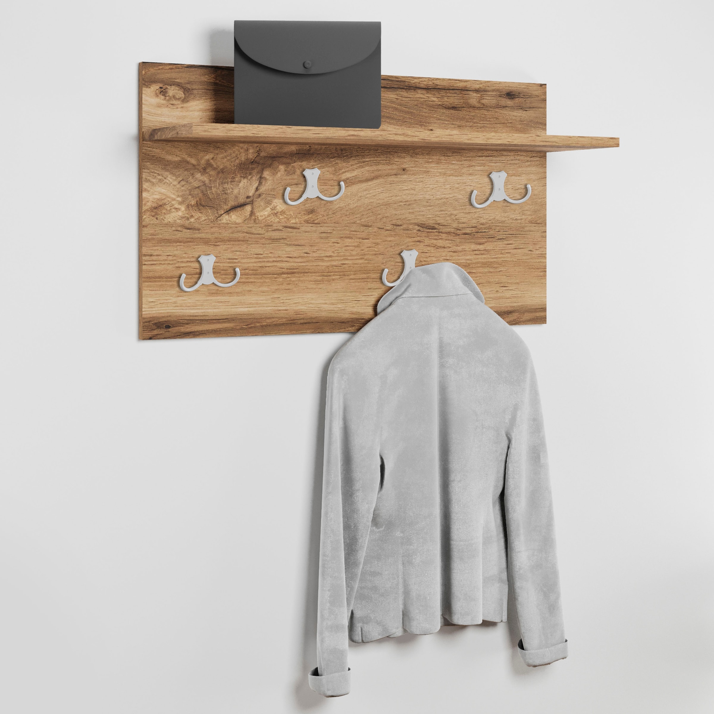 GOODproduct Panneau de vestiaire »Paris« 1 cuis tlg. porte-manteau mural pratique avec double crochet (L/P/H) : 70/21,5/40 cm