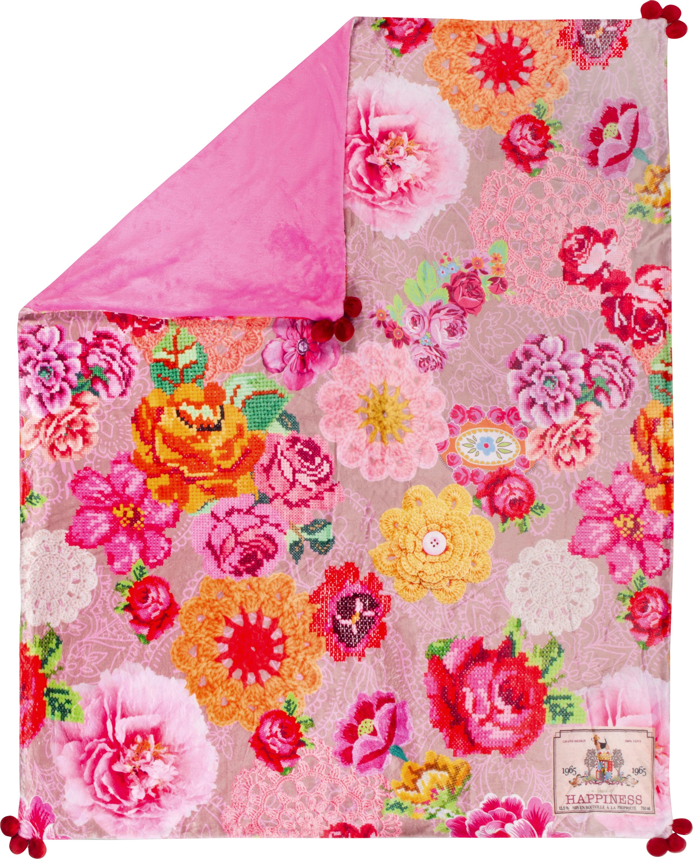 Image of Happiness Plaid »Woodstock«, mit Pompons, Kuscheldecke bei Ackermann Versand Schweiz