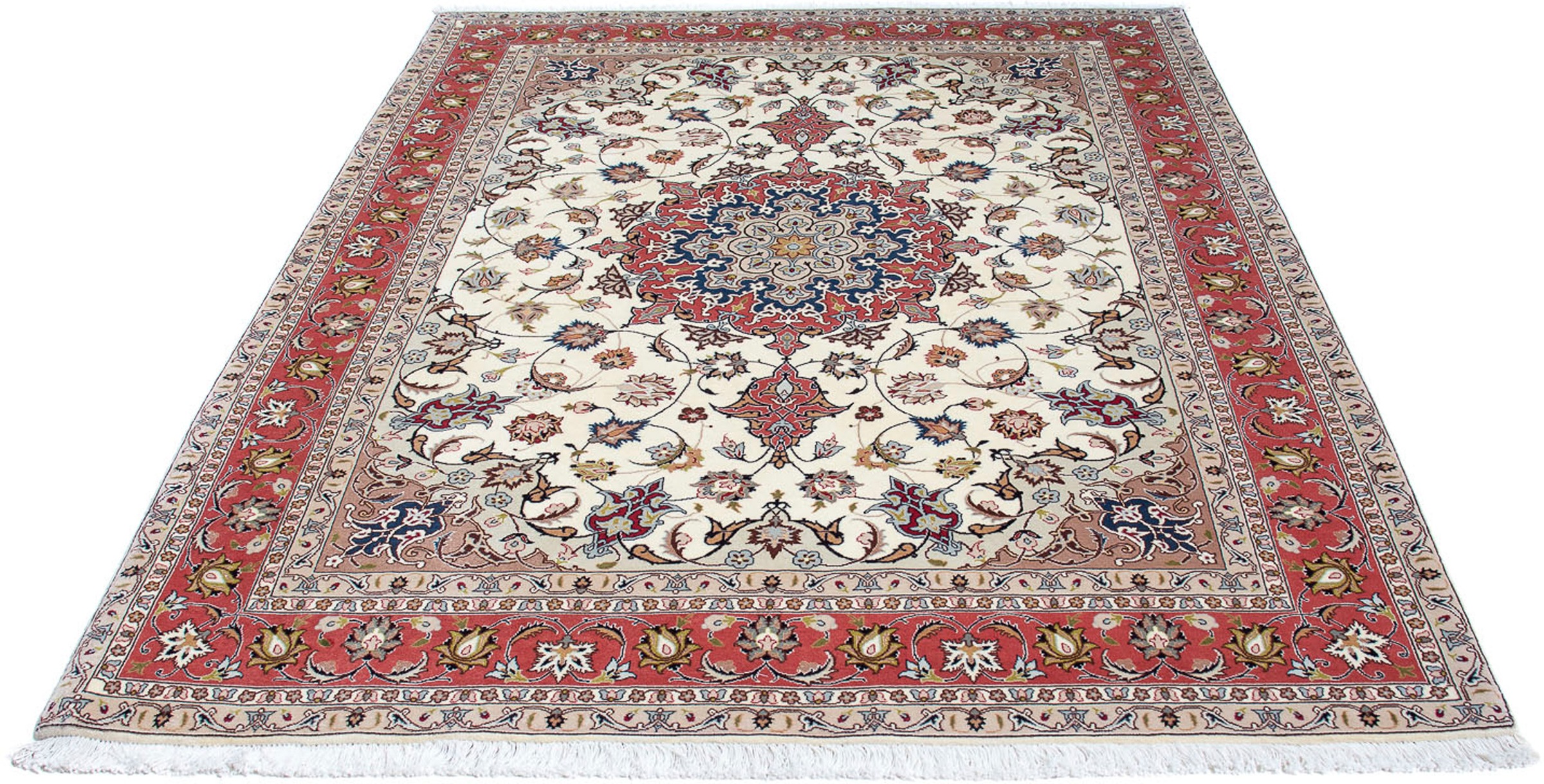 Image of morgenland Orientteppich »Perser - Täbriz - Royal - 203 x 154 cm - beige«, rechteckig, 7 mm Höhe, Wohnzimmer, Handgeknüpft, Einzelstück mit Zertifikat bei Ackermann Versand Schweiz