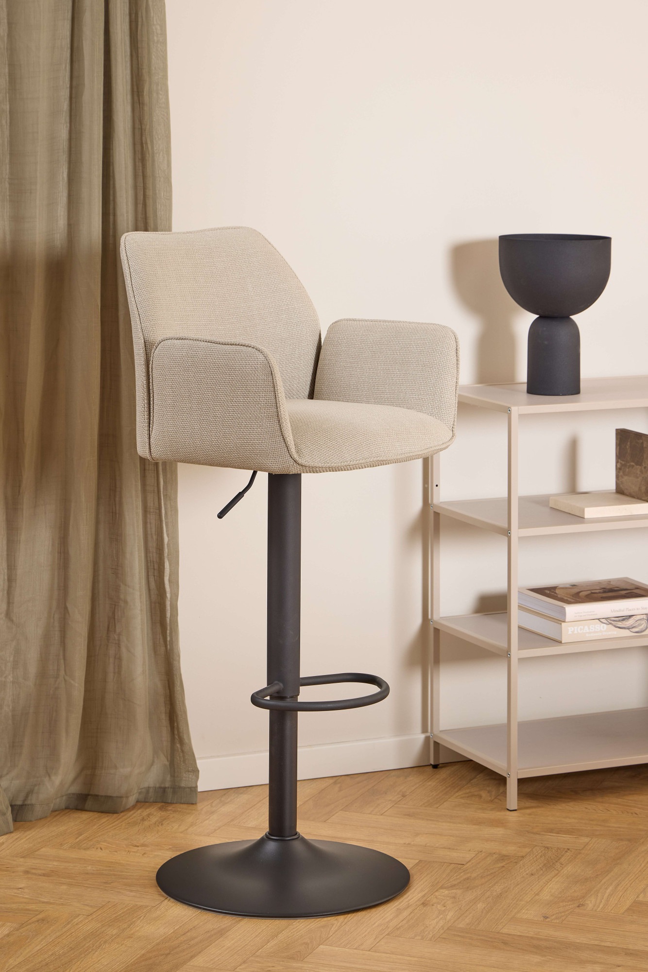 ACTONA GROUP Barhocker »Glenda, Hocker, Barstuhl« 1, 1 Stk. tlg. Stoffpolster, Armlehnen, Gaslift, Drehfunktion, FSC™