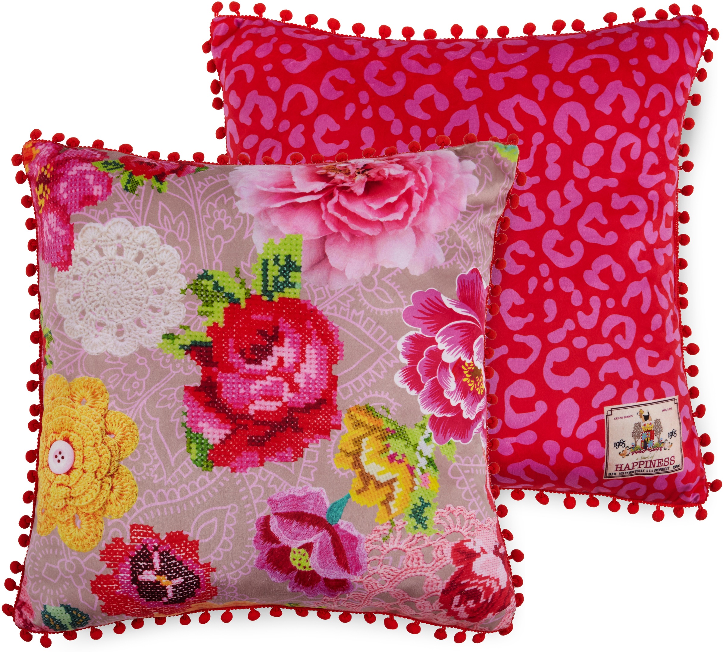 Image of Happiness Dekokissen »Woodstock«, (1 St., 1 55 cm rund Dekokissen-mit Pompons), mit Pompons bei Ackermann Versand Schweiz