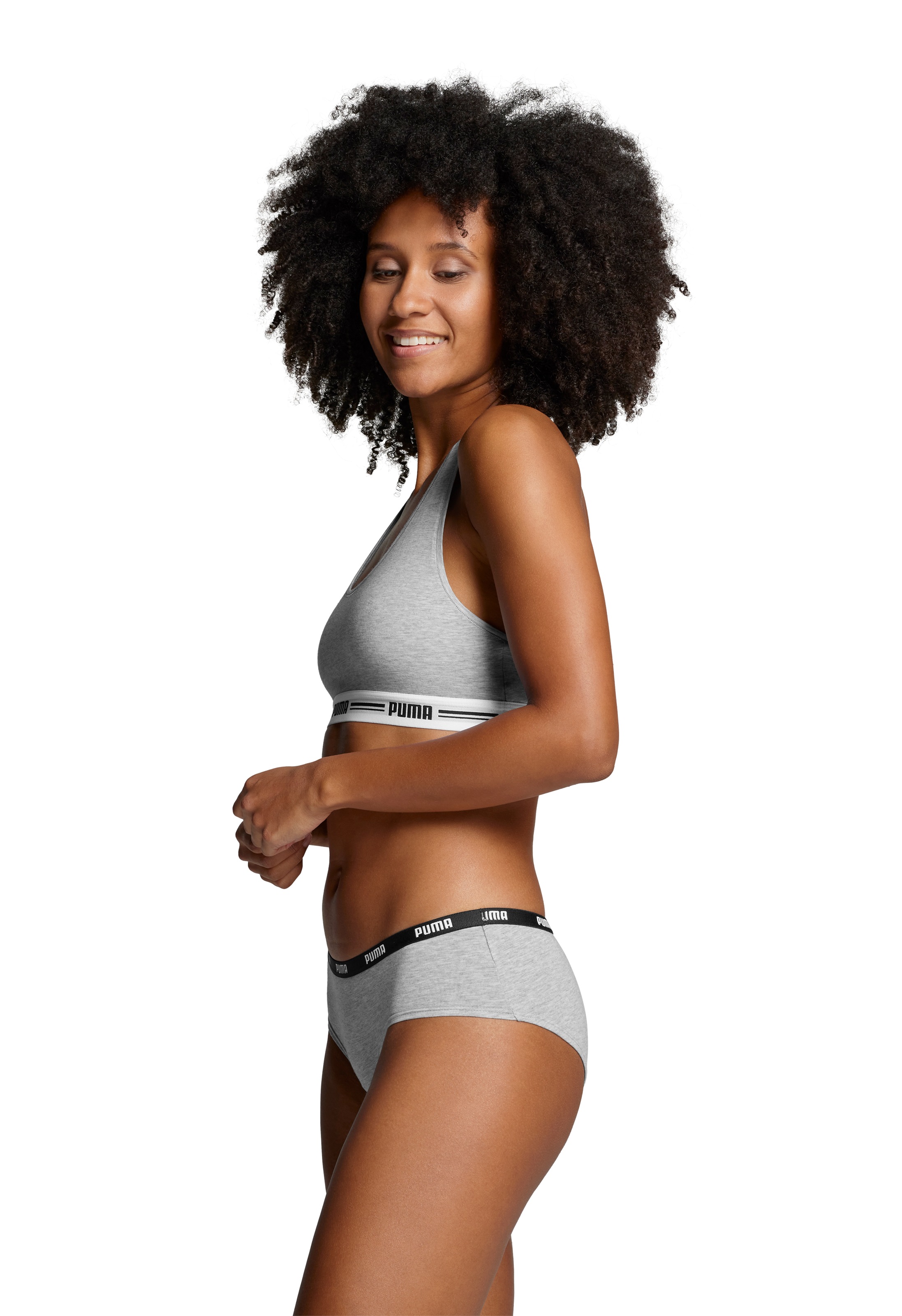 PUMA Hipster »PUMA WOMEN HIPSTER 2P«, (2er Pack), Mit elastischem Logobund