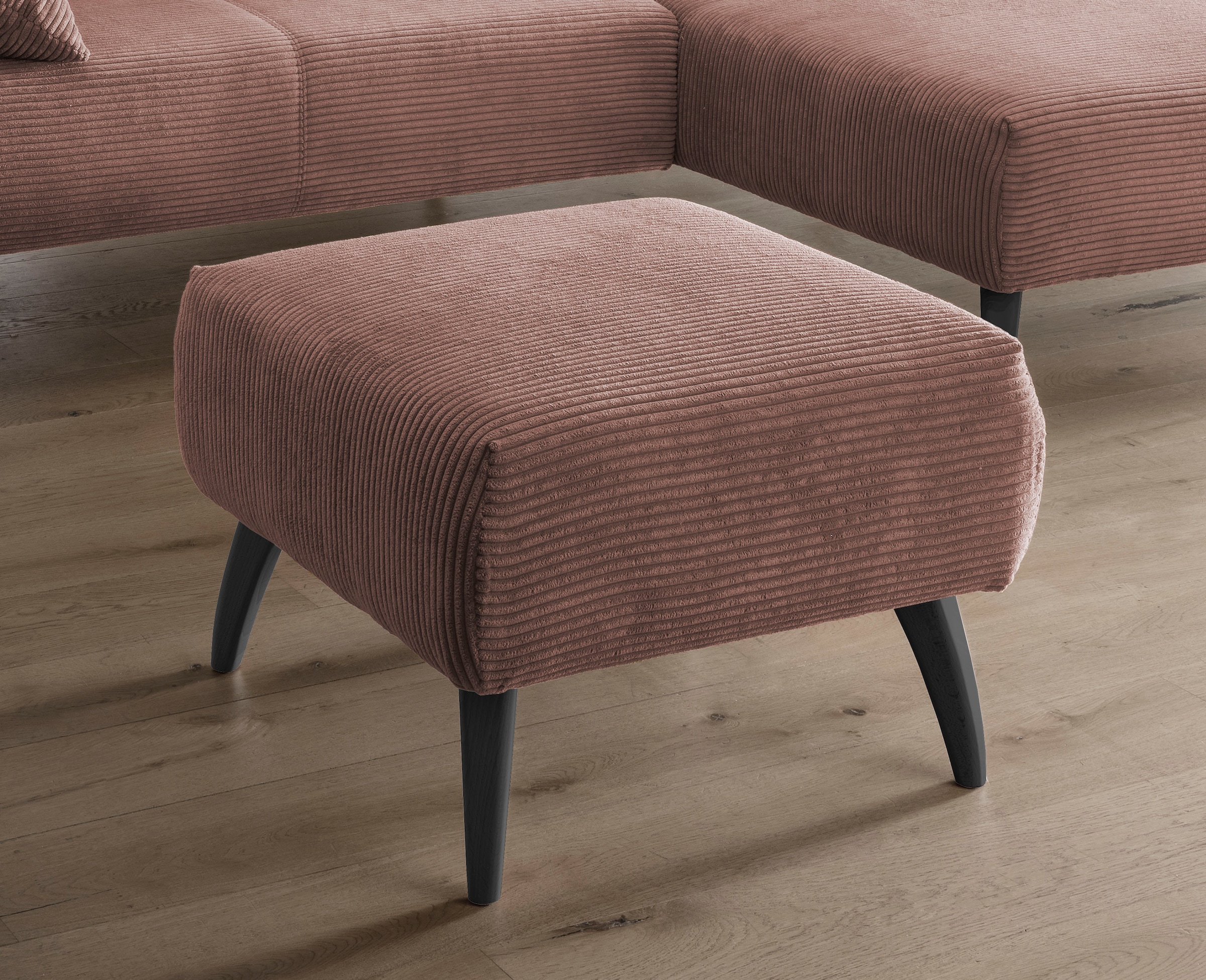 Home affaire Polsterhocker »Colori« Holzfussfarbe wählbar, verschiedene Stoffe, hochwertige Stoffqualität