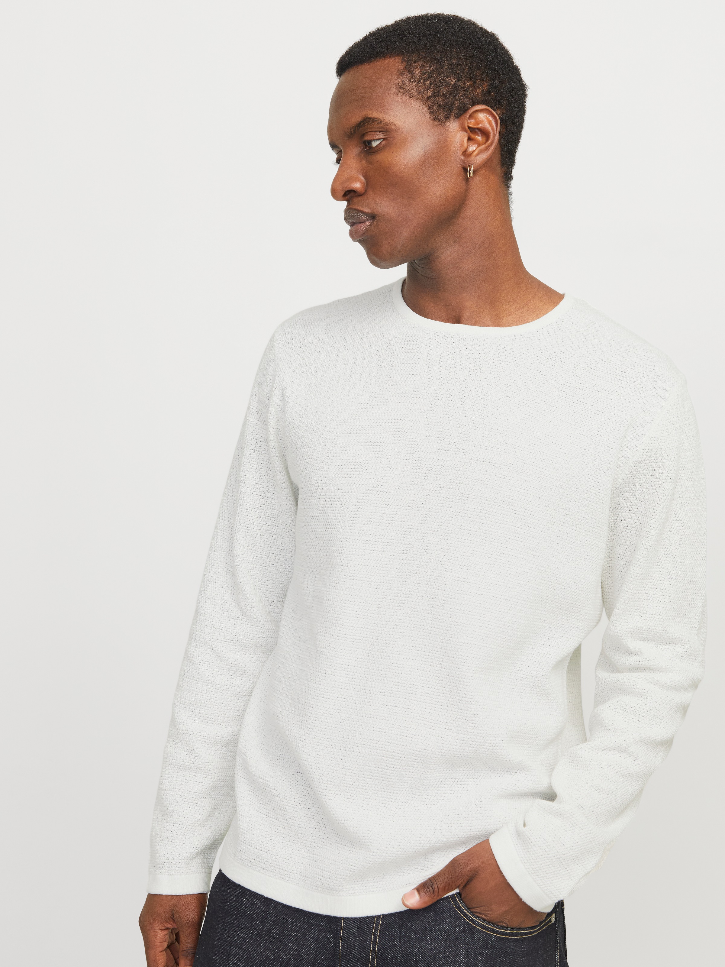Jack & Jones Rundhalspullover »JJEGEORGE KNIT CREW NECK NOOS«, in Strick Optik