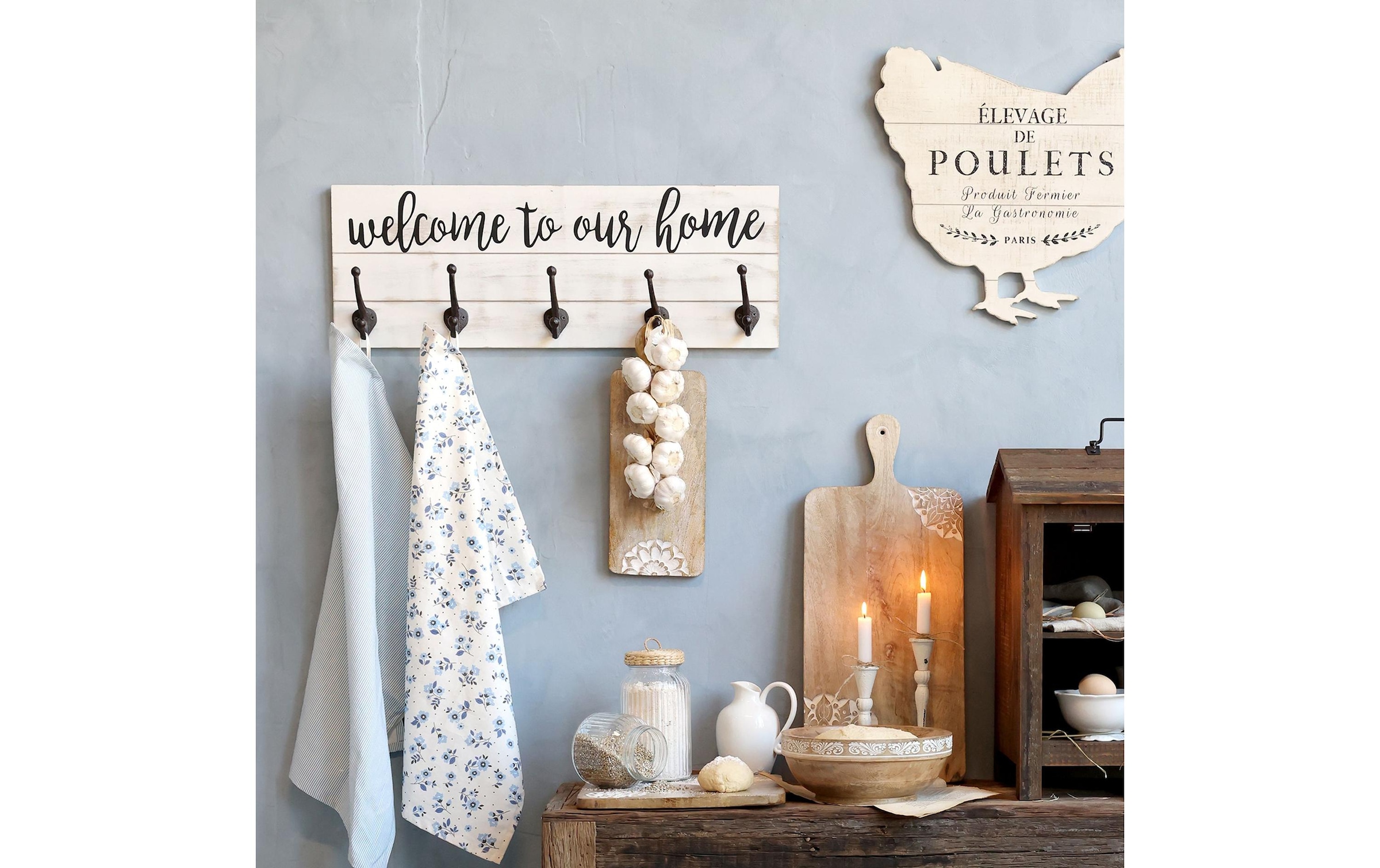   Wandhaken »Chic Antique welcome to our home« Kleiderhakenbrett