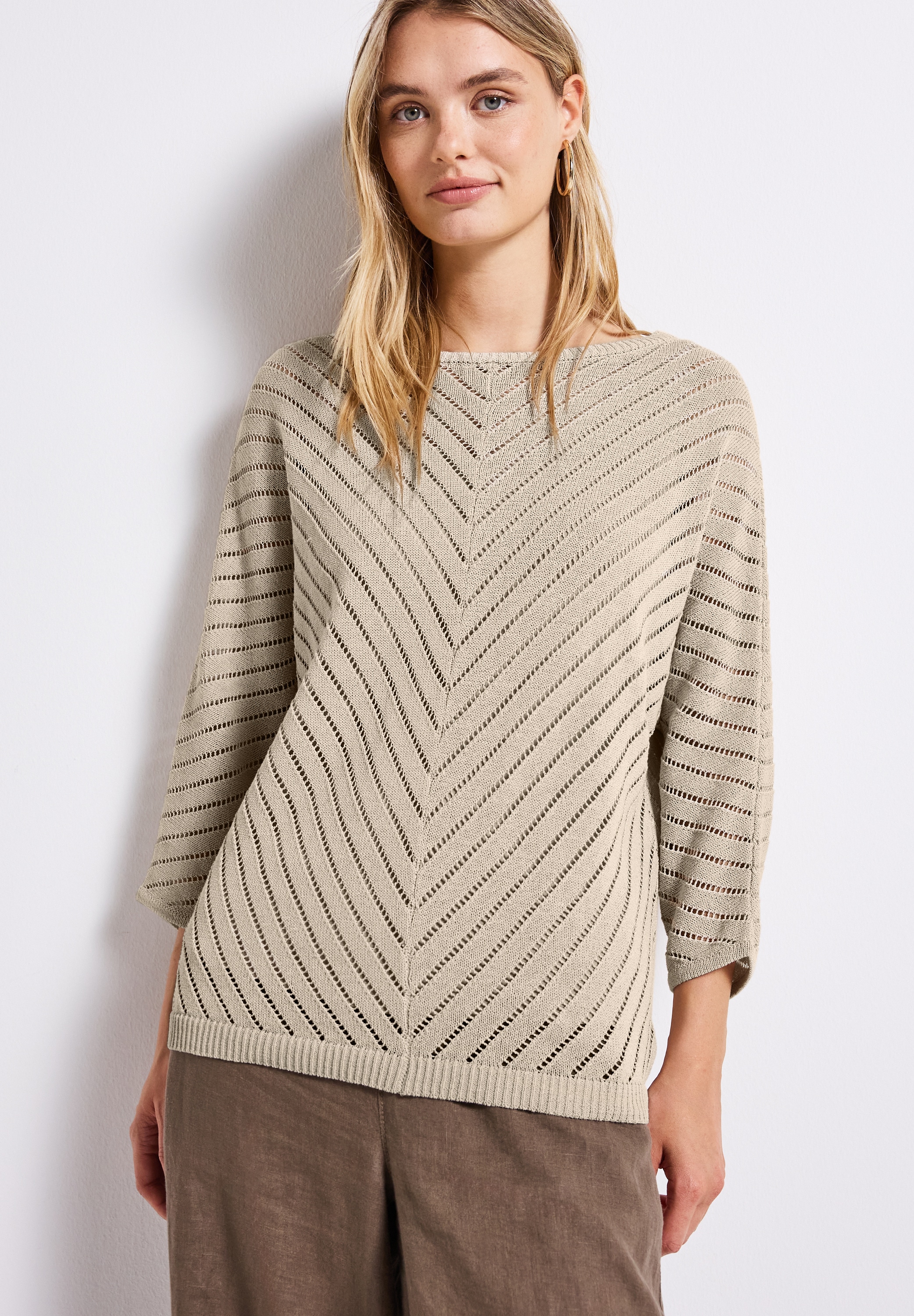 Image of STREET ONE Strickpullover mit durchscheinenden Häkel-Details und grafischem Muster