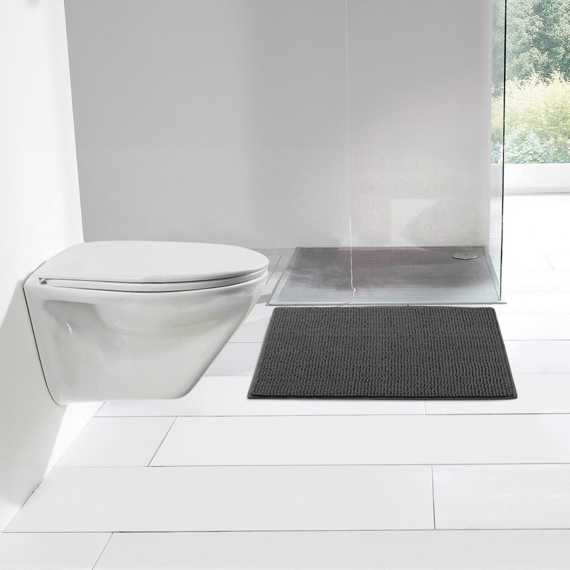 my home Tapis de bain »Vanessa Chenille, Badvorleger, Badezimmer Teppich, Duschvorleger« Höhe 15 mm Uni Farben, besonders weich