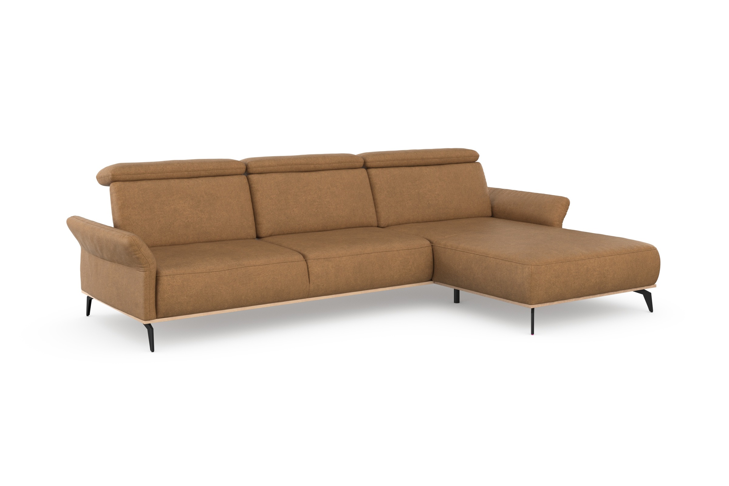 Places of Style Ecksofa »Fjord L-Form«, massiv, wahlweise mit Armlehnfunktion, Kopf- Sitztiefenverstellung