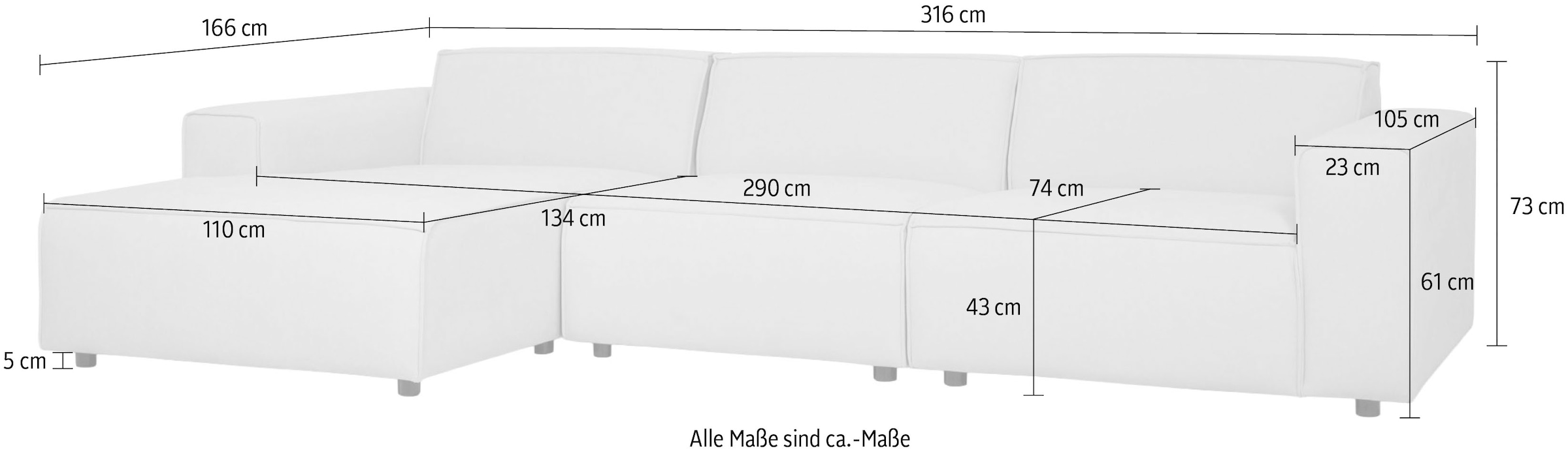 GOODproduct Ecksofa »Jorrena, extra weicher Chenille-Stoff« L-Form, 3 Komfortstufen, Breite 316 cm, mit Wellenunterfederung