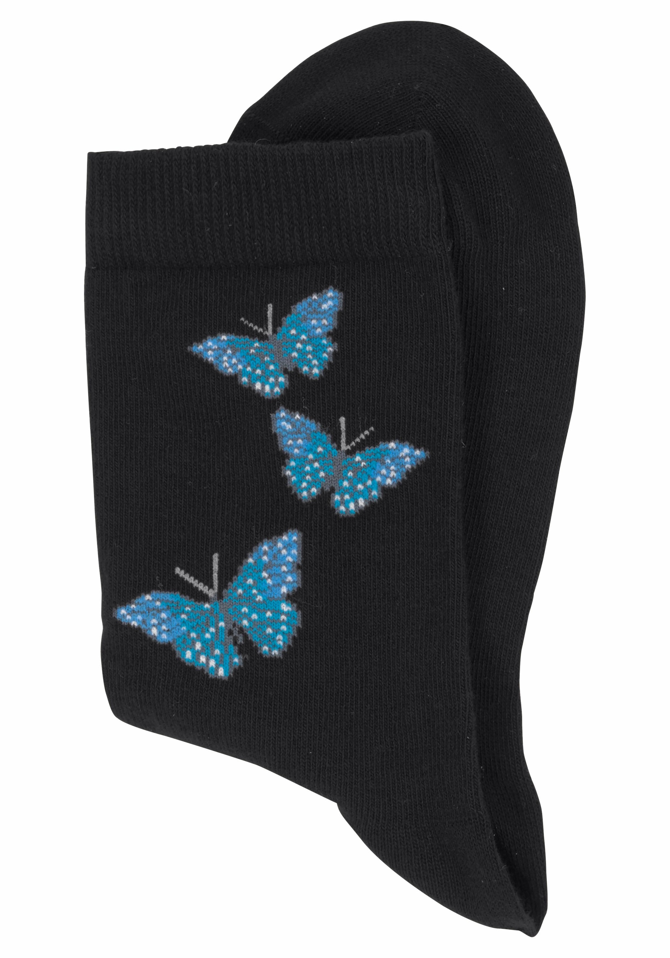 H.I.S Socken, (Packung, 7 Paar), mit Schmetterlings- und Vogelmotiven