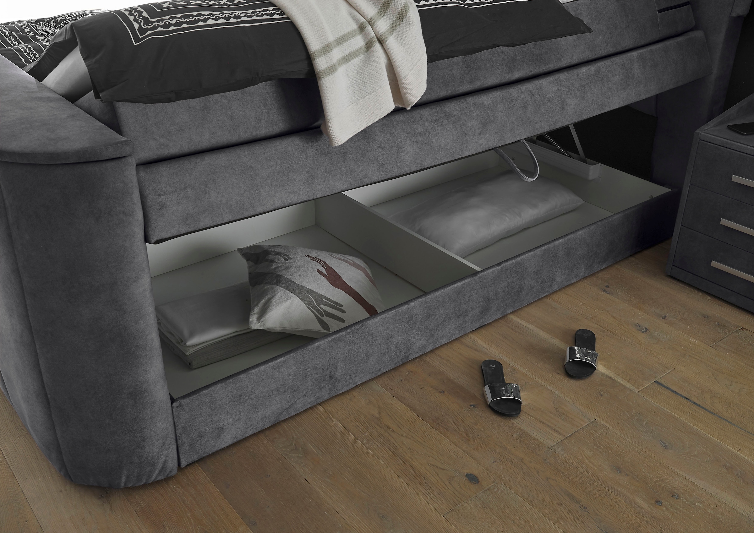 ED EXCITING DESIGN Lit boxspring »Dallas« 7 cuis tlg. inkl. Topper, LED-Beleuchtung, TV Halterung und zwei Bettkästen