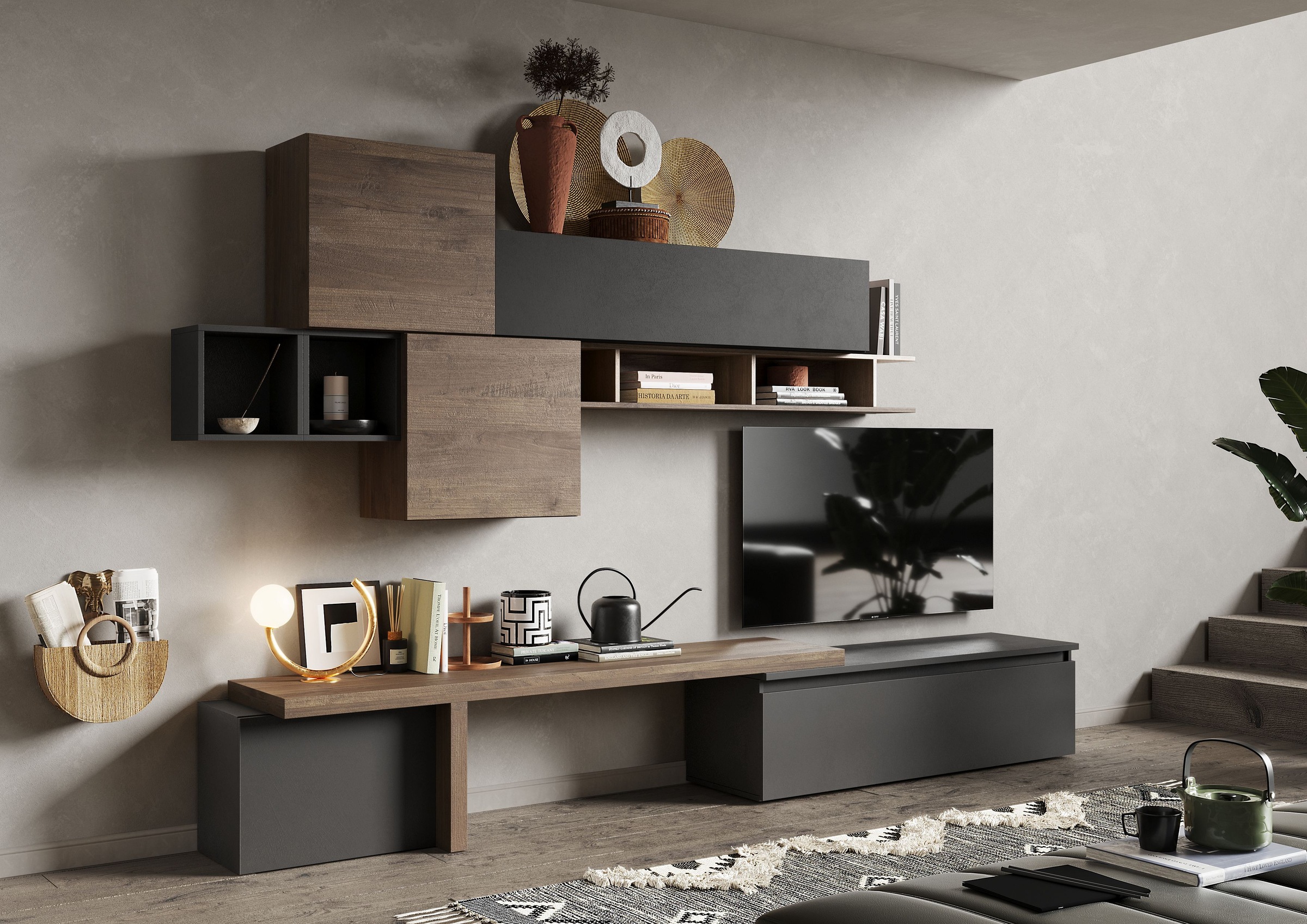 Image of Home affaire Wohnwand "Infinity, 8tlg. Breite 330 cm, Höhe variabel (Lowboard, T-Boden,"