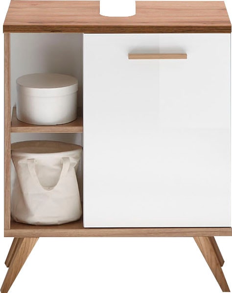 Saphir Waschbeckenunterschrank »Quickset Unterbeckenschrank mit 1 Tür, 60,5 cm breit, ohne Waschbecken« Waschbeckenschrank inkl Türdämpfer, seitliche Ablagefächer, Holzgriffe