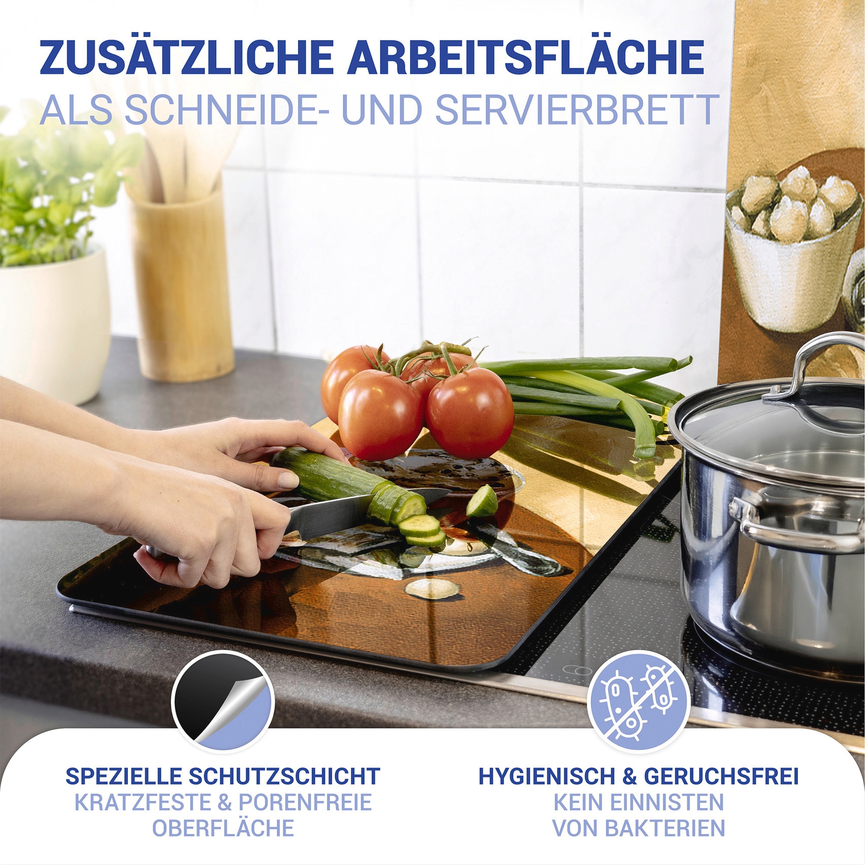 WENKO Herd-Abdeckplatte »Universal Modell Kaffee«, (Set, 2 tlg.), Herdabdeckung für alle Herdarten, kratzfest, mit rutschfesten Füssen
