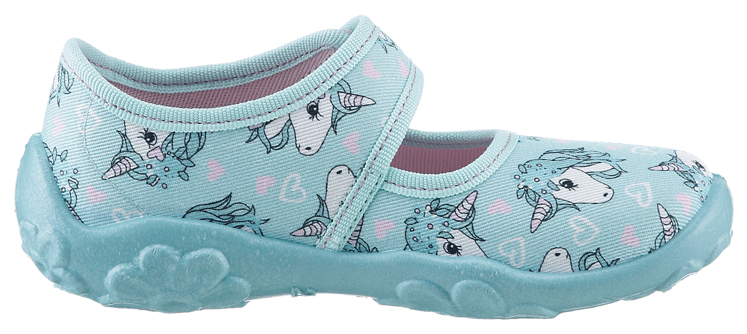Superfit Chausson »BONNY, WMS: mittel«  Chaussure de jardin d'enfants avec motif licorne, gabarit de taille à télécharger