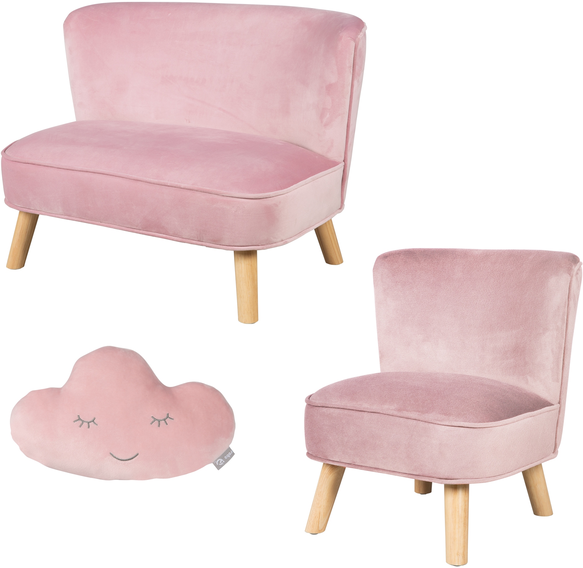 roba® Kindersitzgruppe »Lil Sofa«, (Set, 3 tlg.), bestehend aus Kindersofa, Kindersessel und Dekokissen in Wolkenform