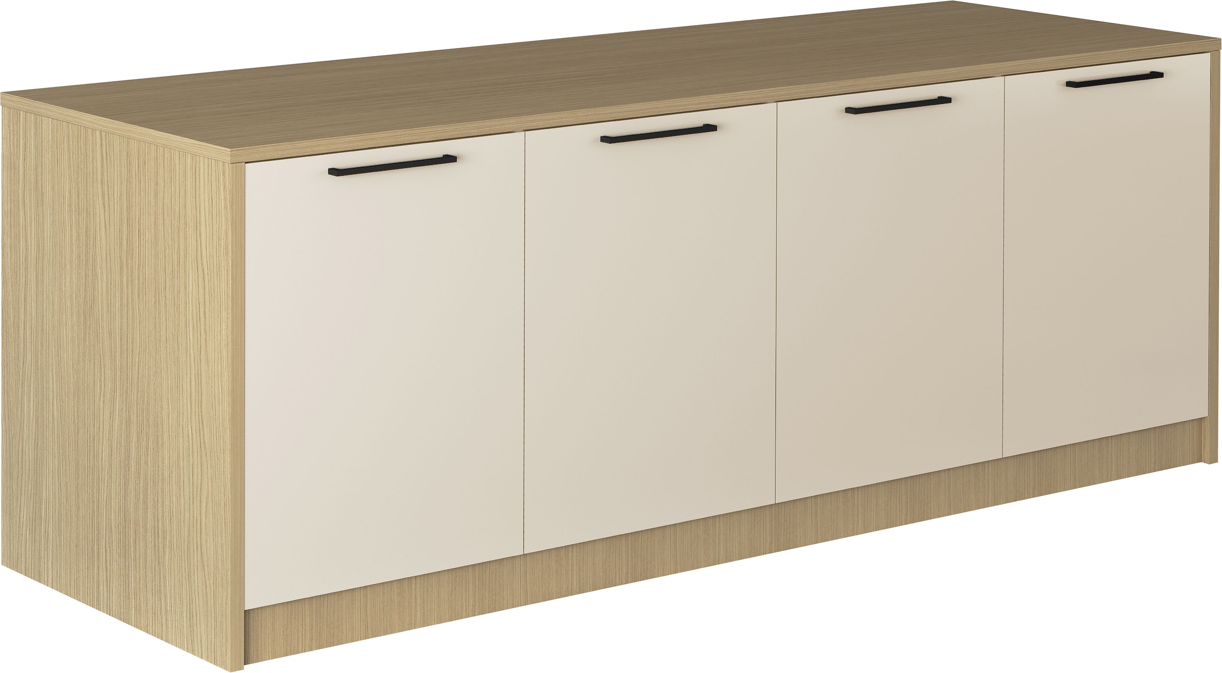 Image of KOCHSTATION Kücheninsel "KS-Luna" Breite 225 cm, 4 Türen, 8 Innenfächer, 4 Essplätze, gedämpfte Türen