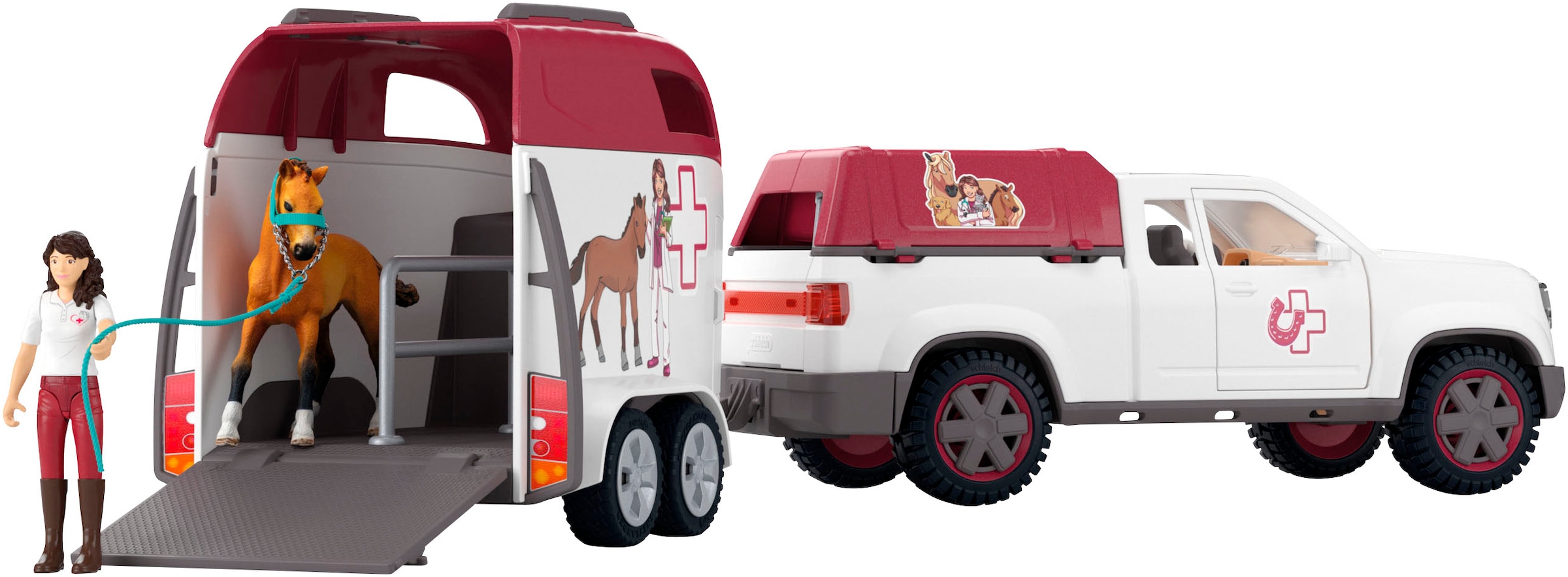 Schleich® Voiture-jouet »HORSE CLUB, Mobile Tierärztin mit Anhänger (42704)« Made in Europe