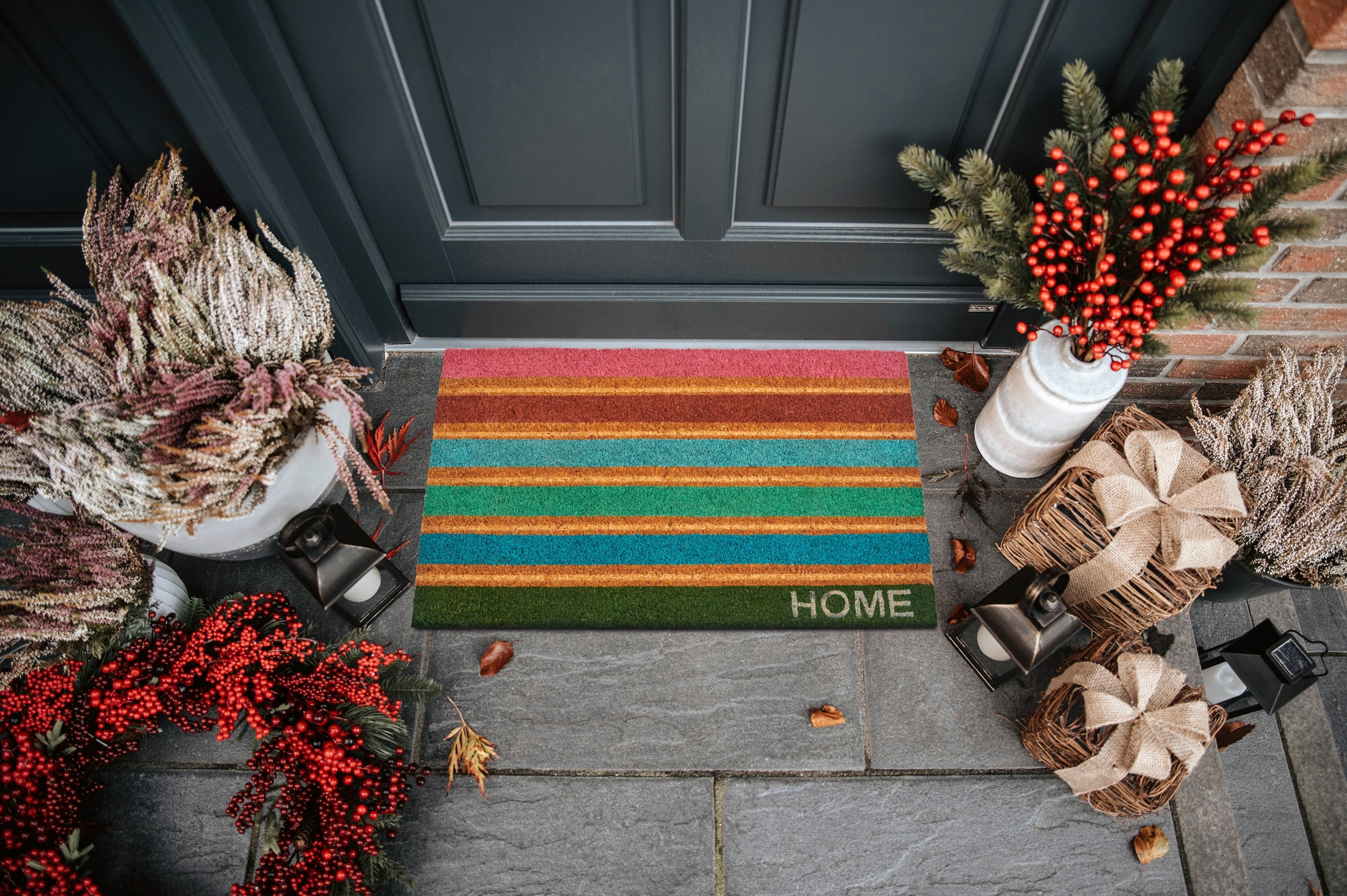 HANSE Home Fussmatte »Mix Mats Kokos Colorful Stripes, Türmatte«, rechteckig, 15 mm Höhe, Strapazierfähig, pflegeleicht, robust, wetterfest, UV-beständig