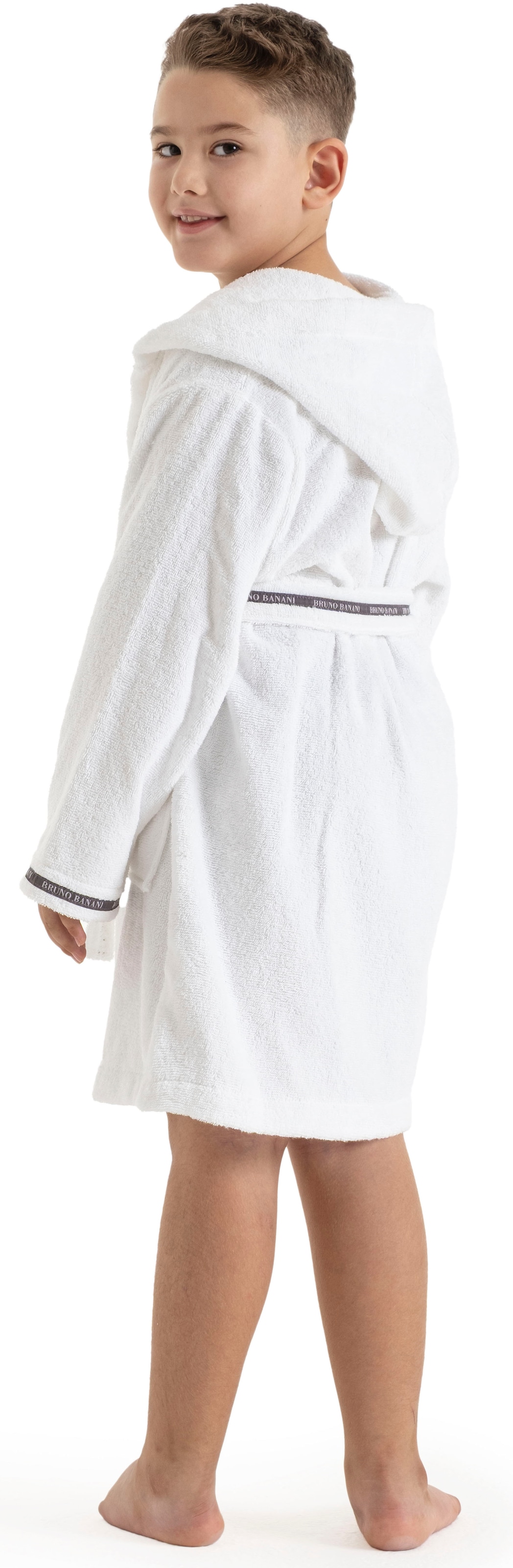 Bruno Banani Peignoir de bain pour enfants »Danny, Ideal für Zuhause, Schwimmbad oder im Urlaub« 1 cuis tlg., mit Logostreifen, aus 100% Baumwolle