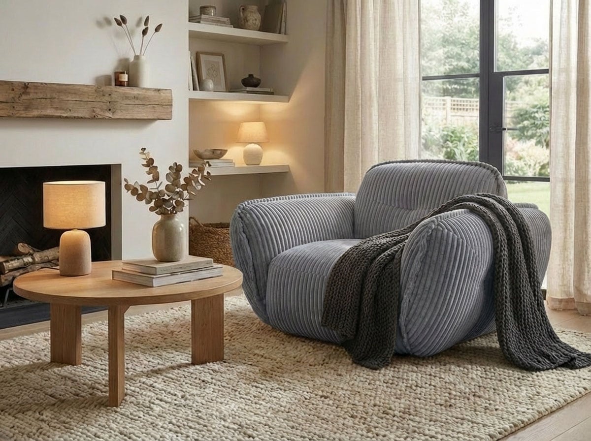 Image of TRENDMANUFAKTUR Sessel "Be Fluffy, mit Rundumbezug, moderner breiter Kedernaht" mit softem Sitzkomfort, in hochwertigem Breitcord mit weicher Haptik