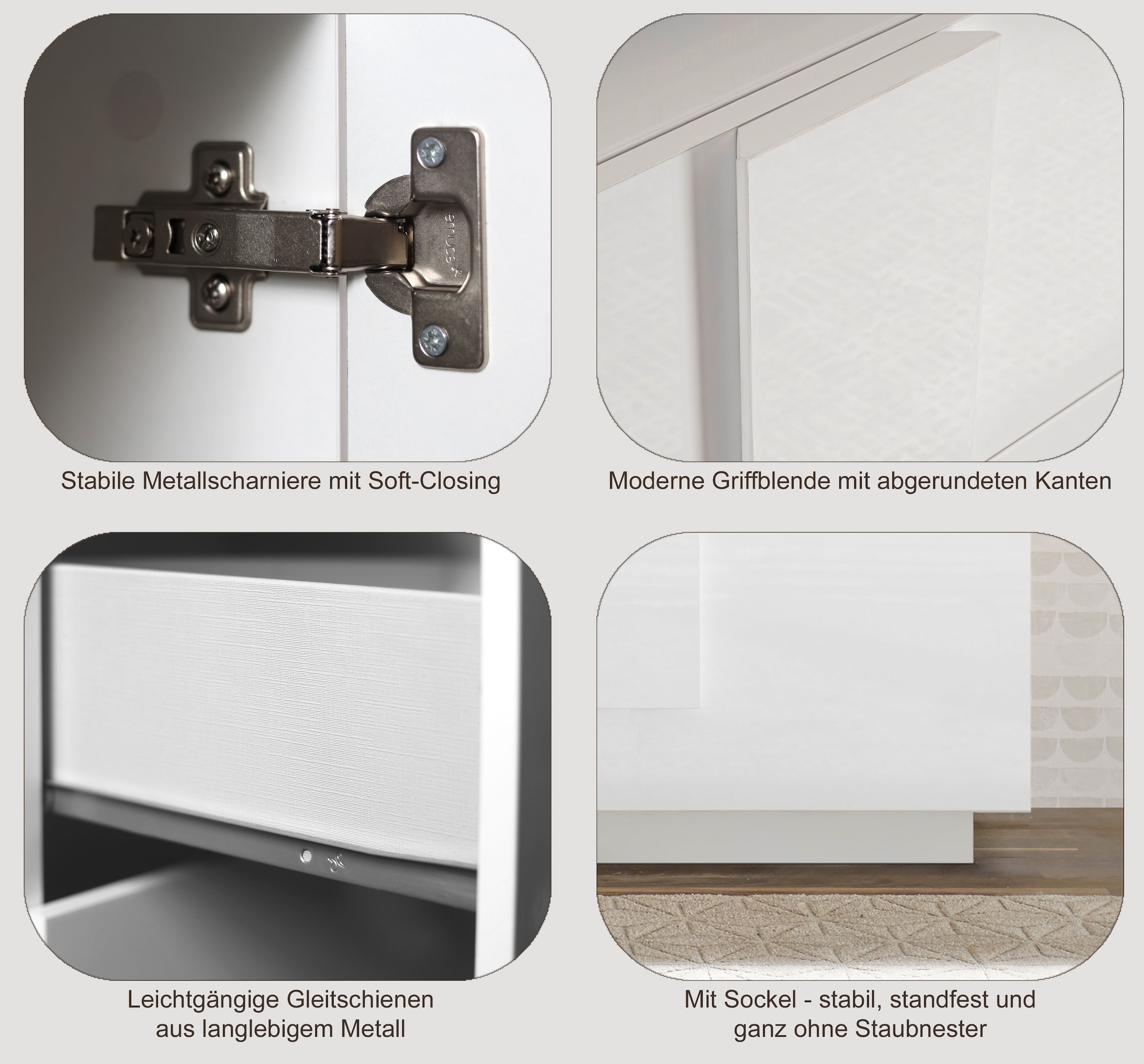 INOSIGN Lowboard »Jupiter, Breite 181 cm, TV-Board 3 Türen - Soft Closing, TV-Schrank,«, TV-Schrank, moderne Griffblende, FSC®, cleveres Stauraumkonzept