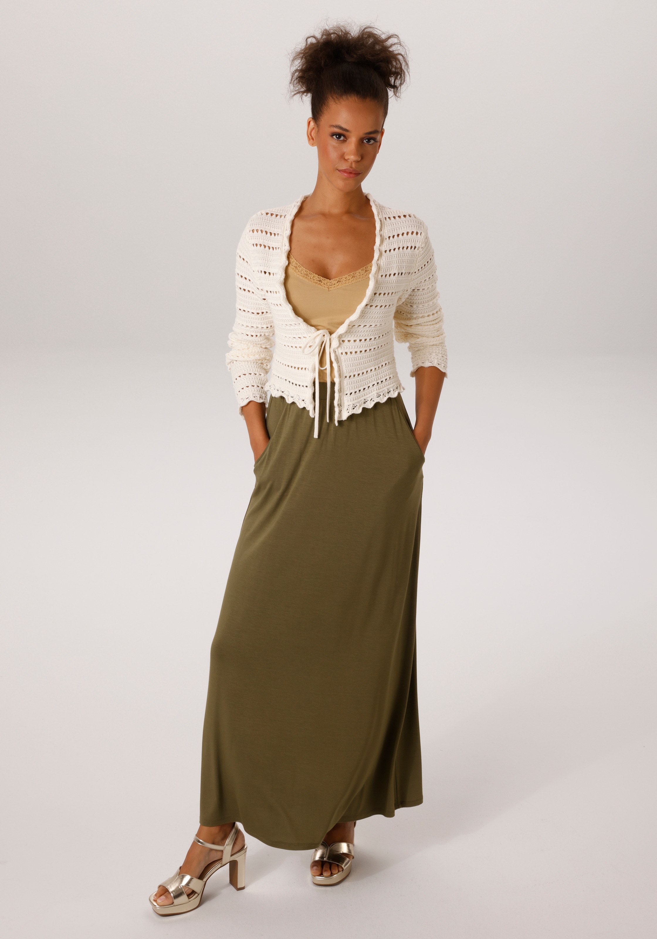 Aniston CASUAL Veste en tricot im trendigen Ajour-Muster-Mix - NEUE KOLLEKTION