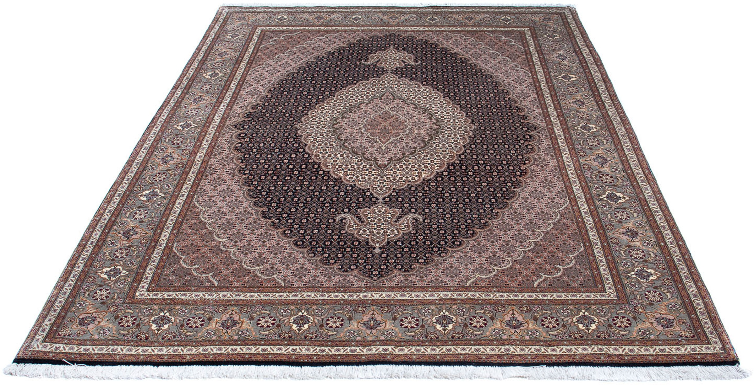 Image of morgenland Orientteppich »Perser - Täbriz - 209 x 152 cm - hellbraun«, rechteckig, 10 mm Höhe, Wohnzimmer, Handgeknüpft, Einzelstück mit Zertifikat bei Ackermann Versand Schweiz