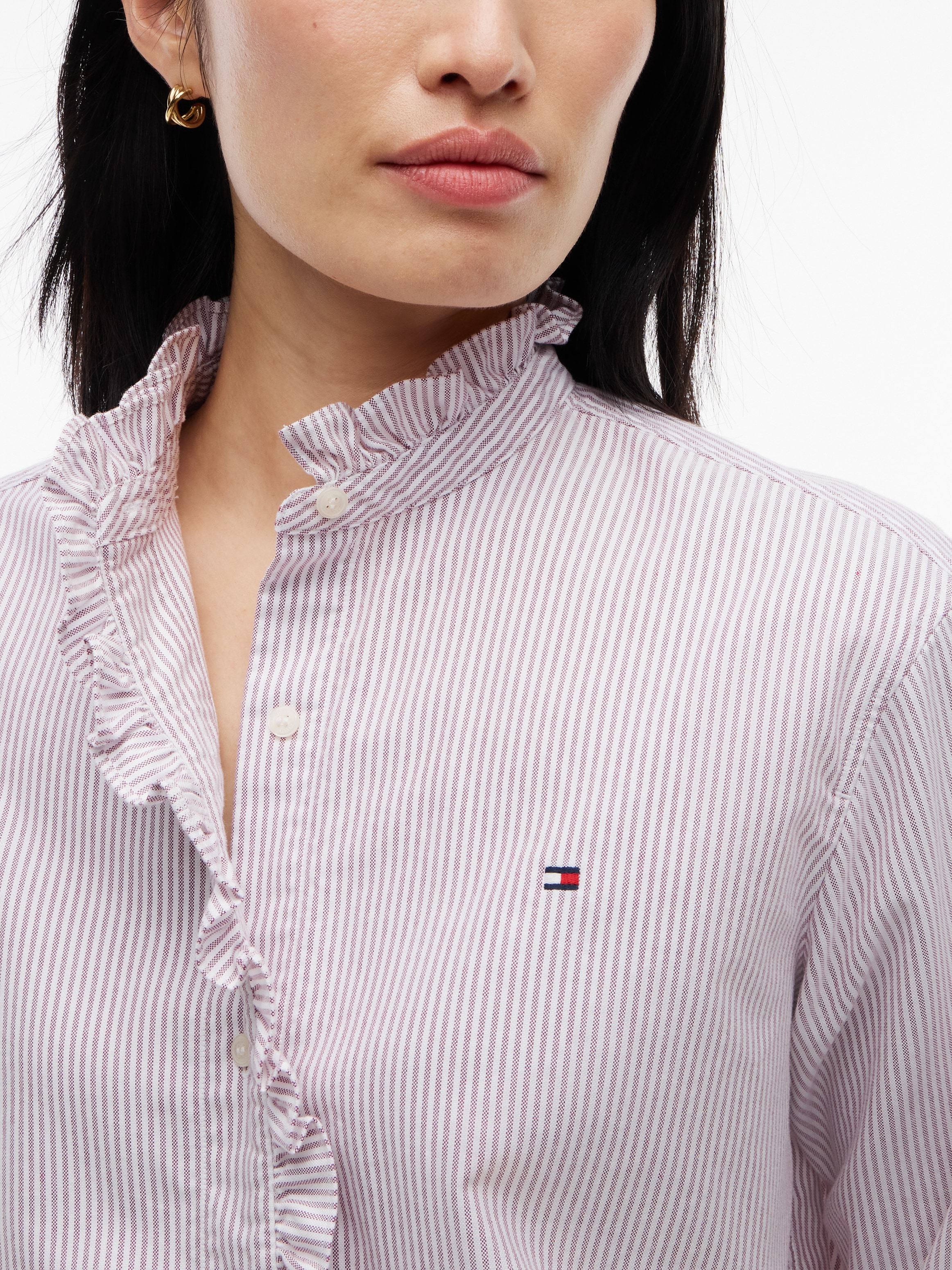 Tommy Hilfiger Langarmbluse »OXFORD RUFFLES RELAXED LS SHIRT« Baumwolle, relaxed fit, mit Rüschen Detail