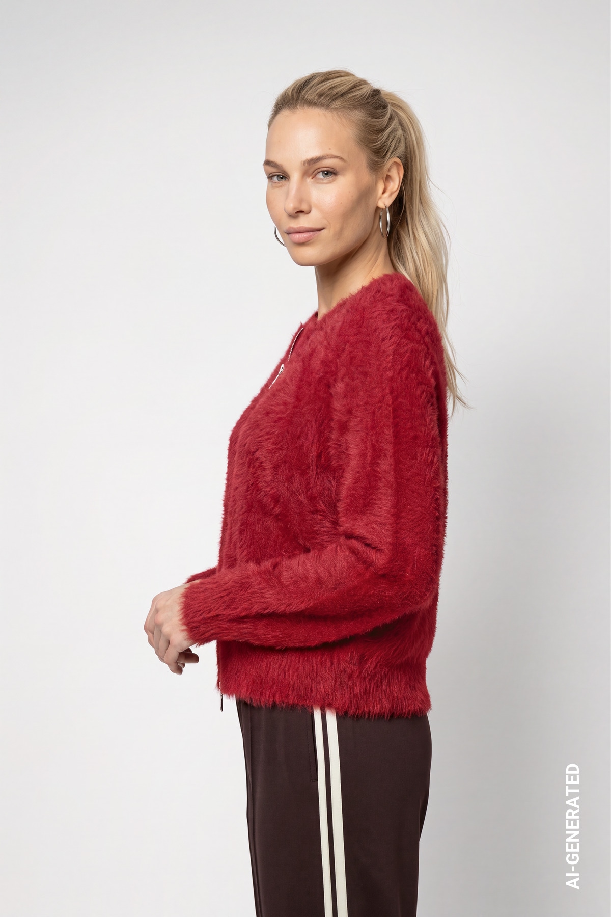 Monari Strickjacke »Plüsch« im flauschigen Materialmix, Rundhals