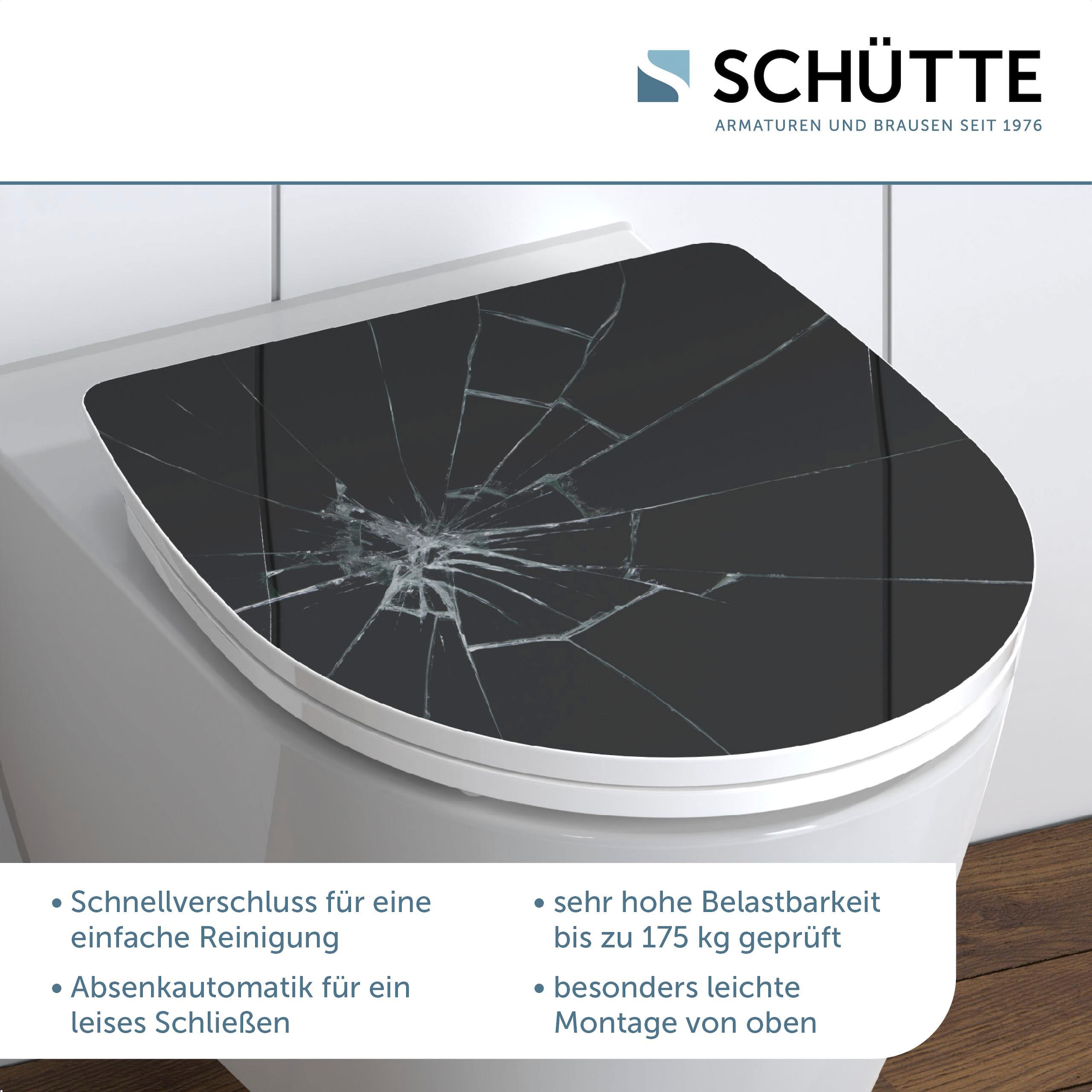 Schütte WC-Sitz »Broken Glass«, Duroplast, mit Absenkautomatik und Schnellverschluss, High Gloss