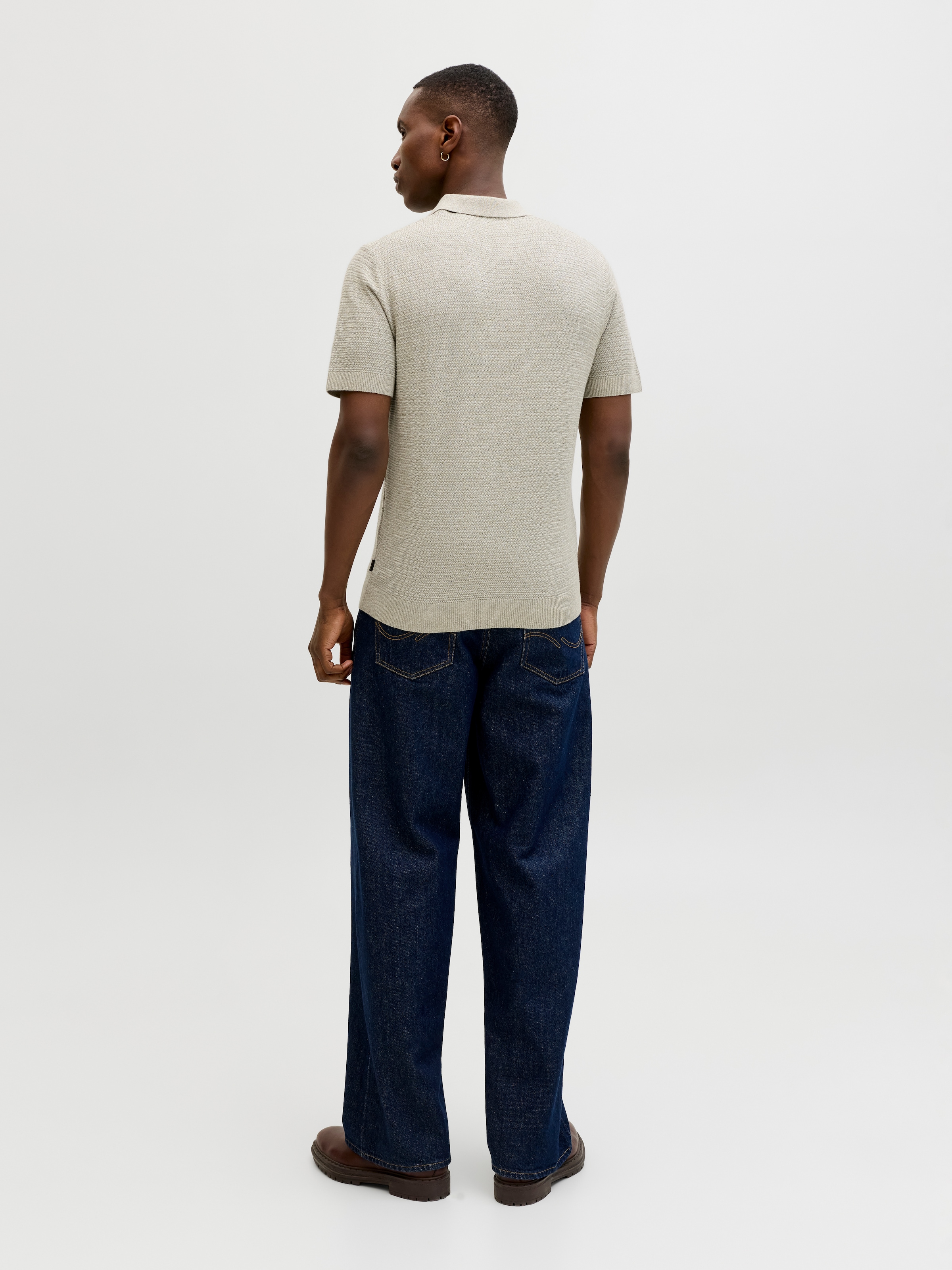Jack & Jones Pull à col polo »JPRBLURILEY KNIT POLO SS SN« coton, coupe régulière