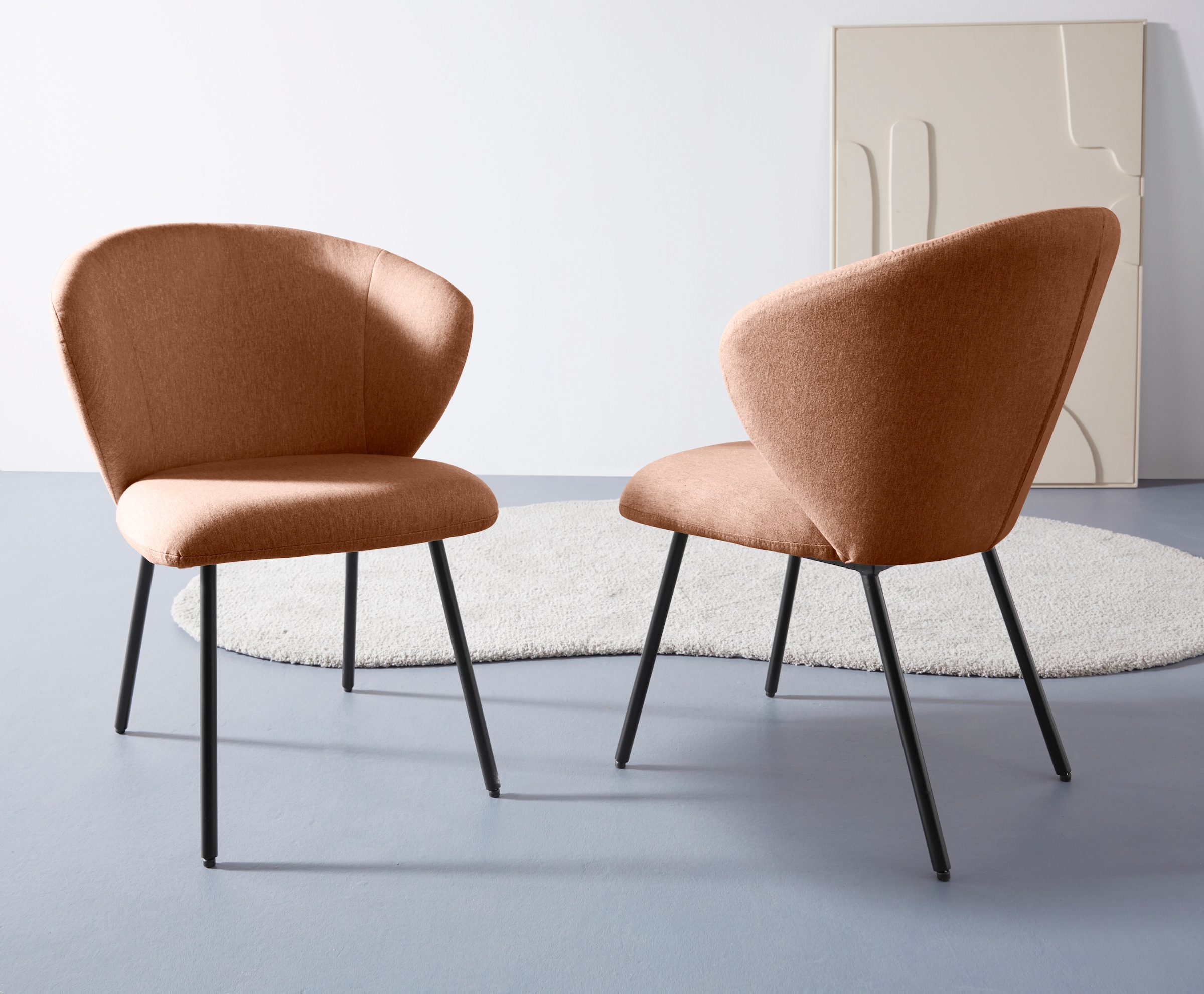 Image of LeGer Home by Lena Gercke Esszimmerstuhl "Galilea" (Set) 2 Stk.mit elegantem Strukturstoffbezug und stabilem Metallfuss