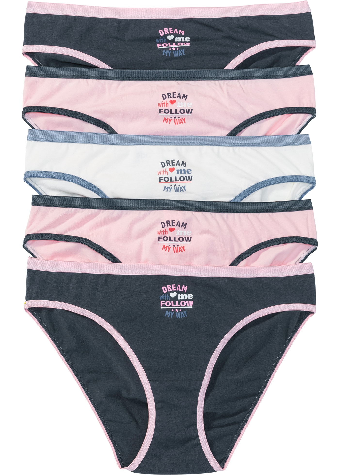 Image of bonprix Slip "Slip (5er Pack)" Packung, 5 Stk. mit dekorativen Bündchen in Kontrastfarbe, weiche Materialqualität