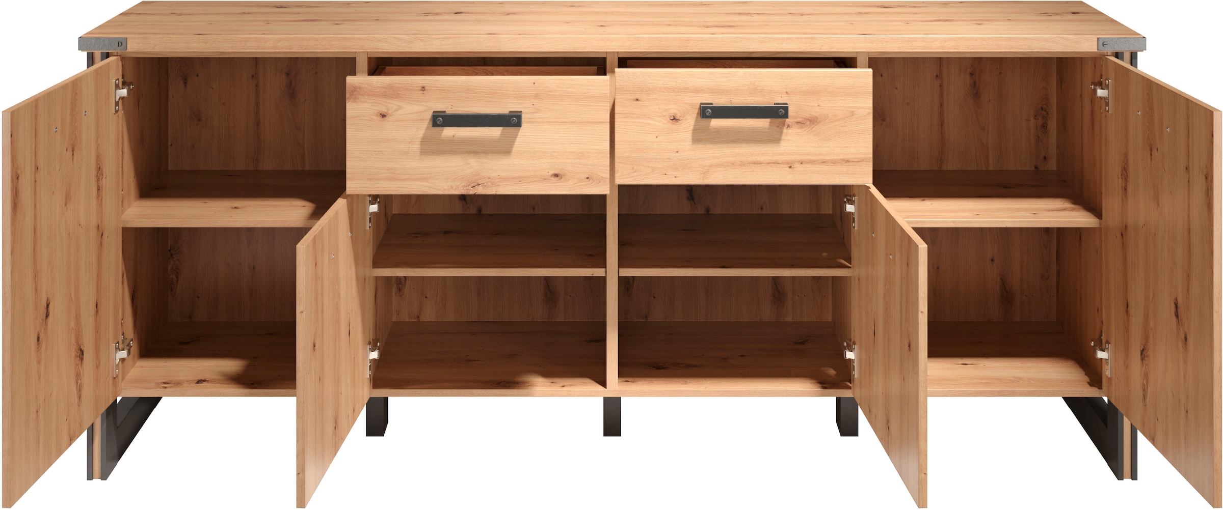Home affaire Sideboard »Mia«, (1 St.), Echtholzoptik, Eiche, 207 cm breiter Schrank