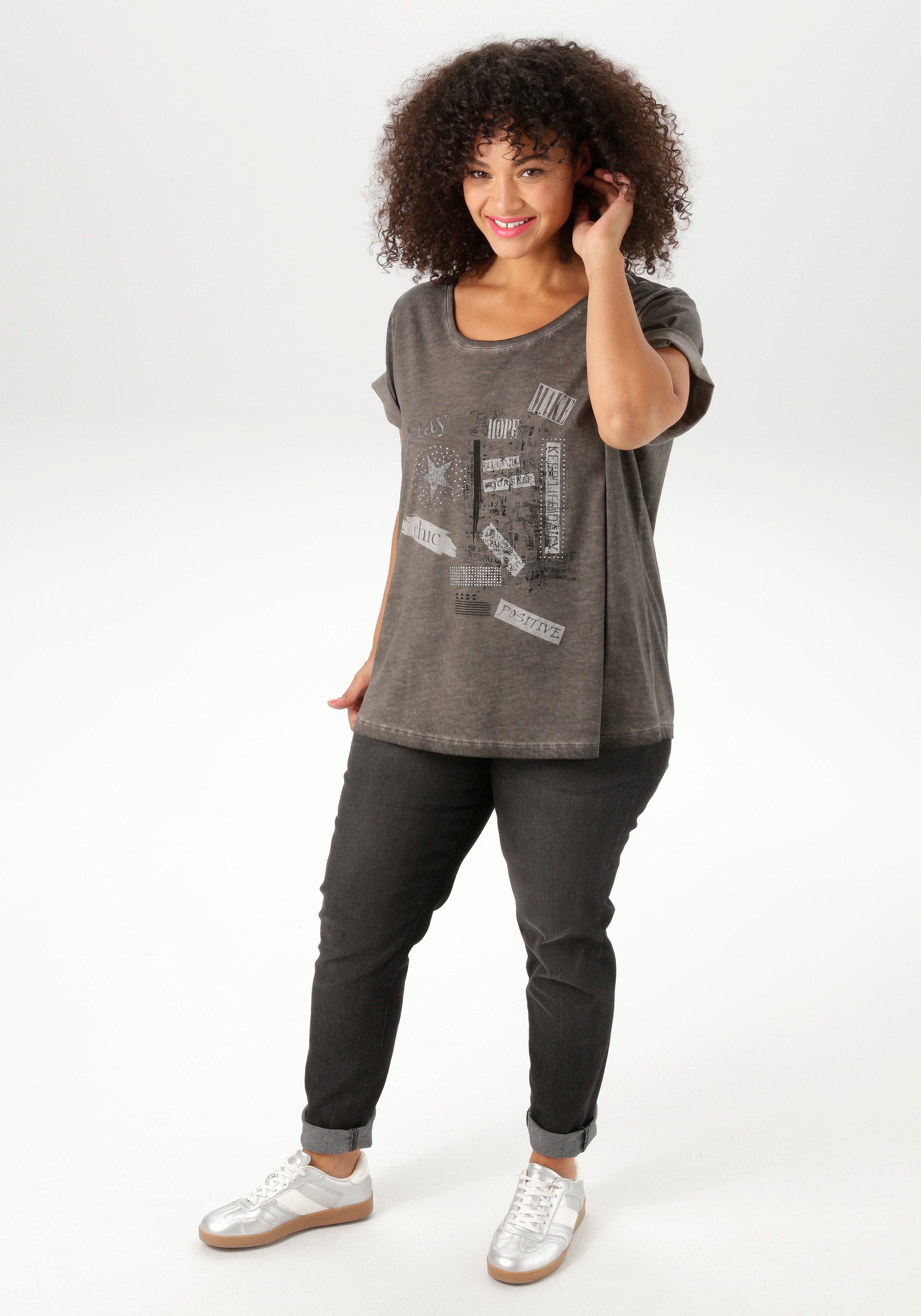 Aniston PLUS T-Shirt, mit edlem Druckmotiv - NEUE KOLLEKTION