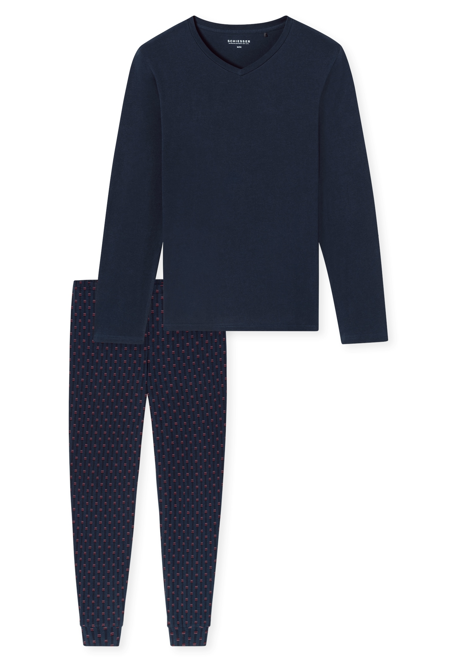 Schiesser Schlafanzug »Casual Essentials« 2 Stk. tlg., mit bequemen Bündchen