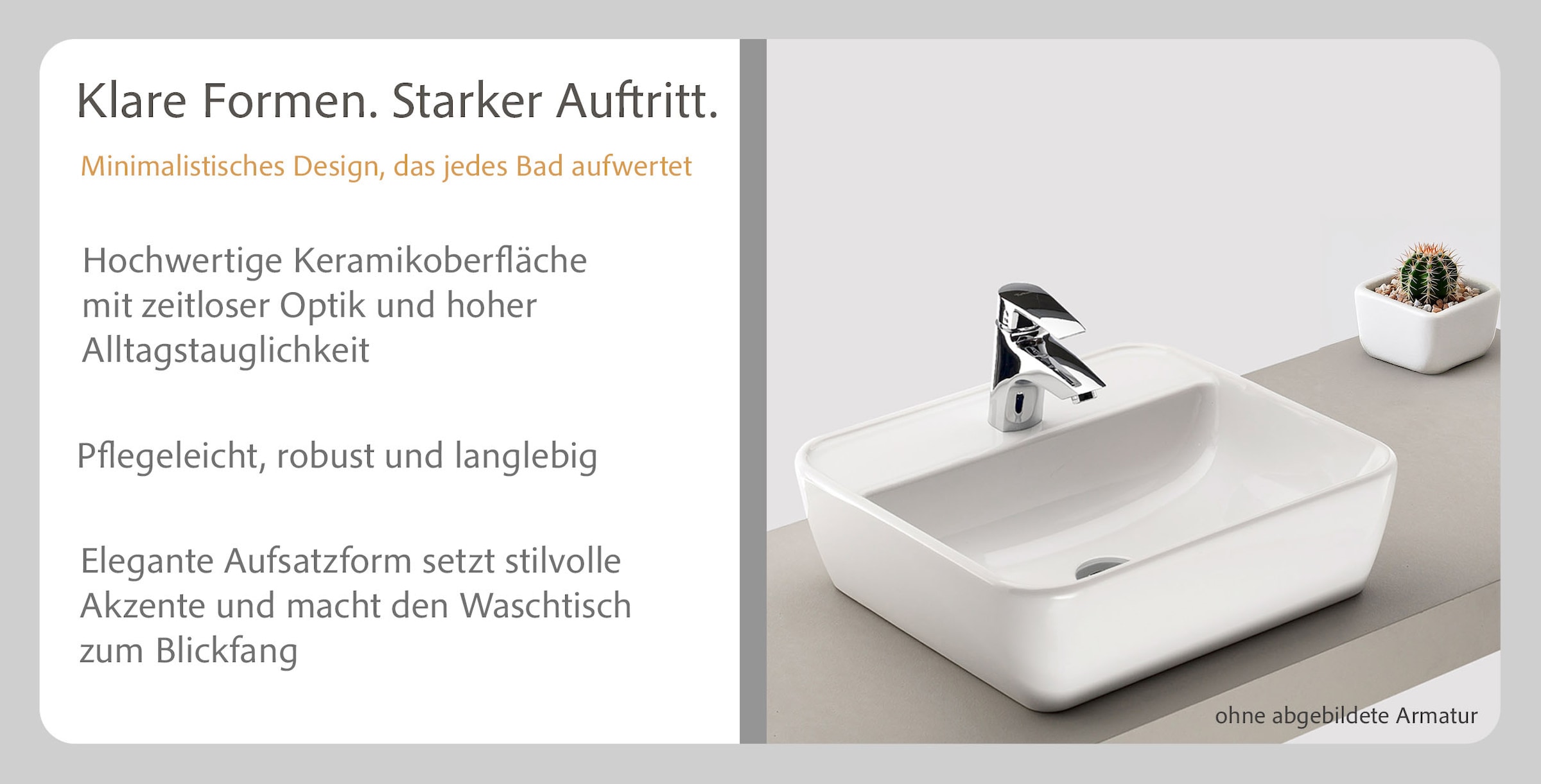 GOODproduct »BOZEN, Aufsatz-Waschtisch mit Keramkbecken« Aufsatz-Keramkibecken, grifflose Front
