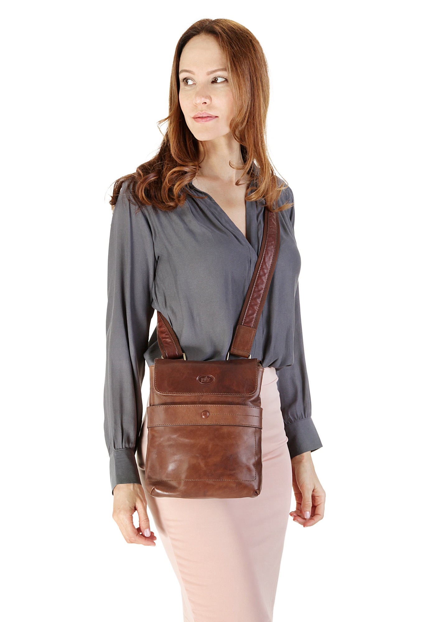Piké Umhängetasche, echt Leder, Made in Italy