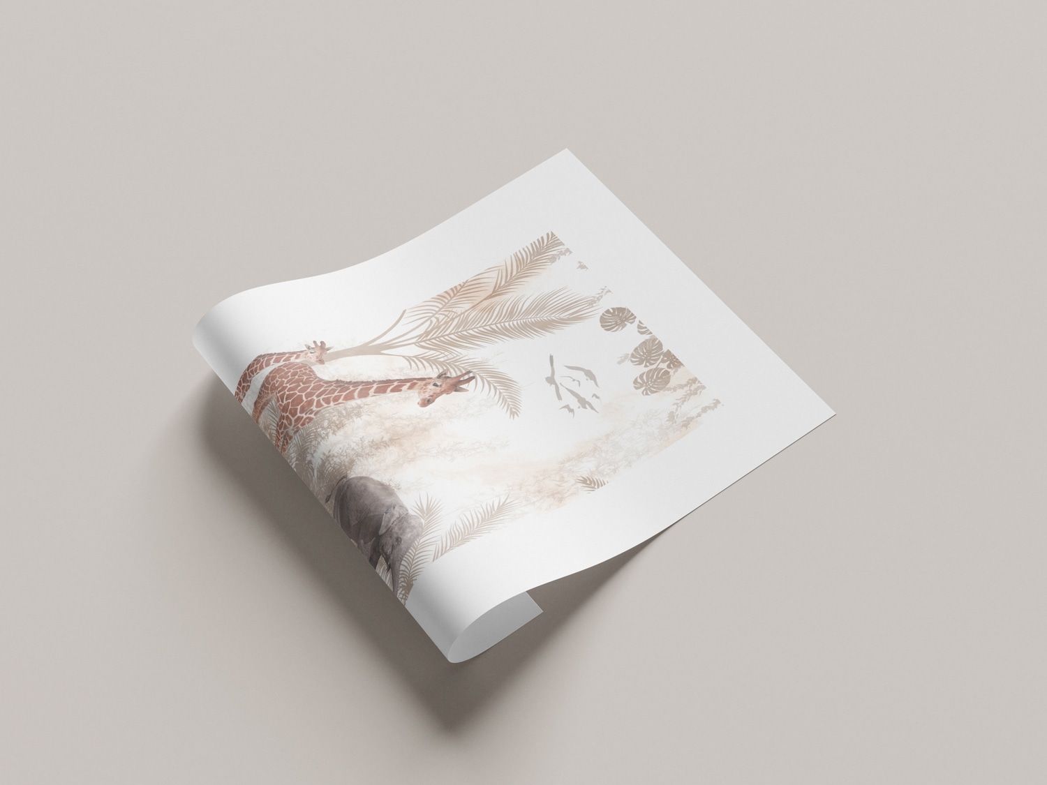 Lüttenhütt Bild mit Rahmen »oder Poster, Tiere im Dschungel« Baum | Bilder von Afrika | Elefant | Elefanten Bilder | Elephant | Fantasy | Giraffe | Tiere 1 Stk. tlg. HD Premium Druck