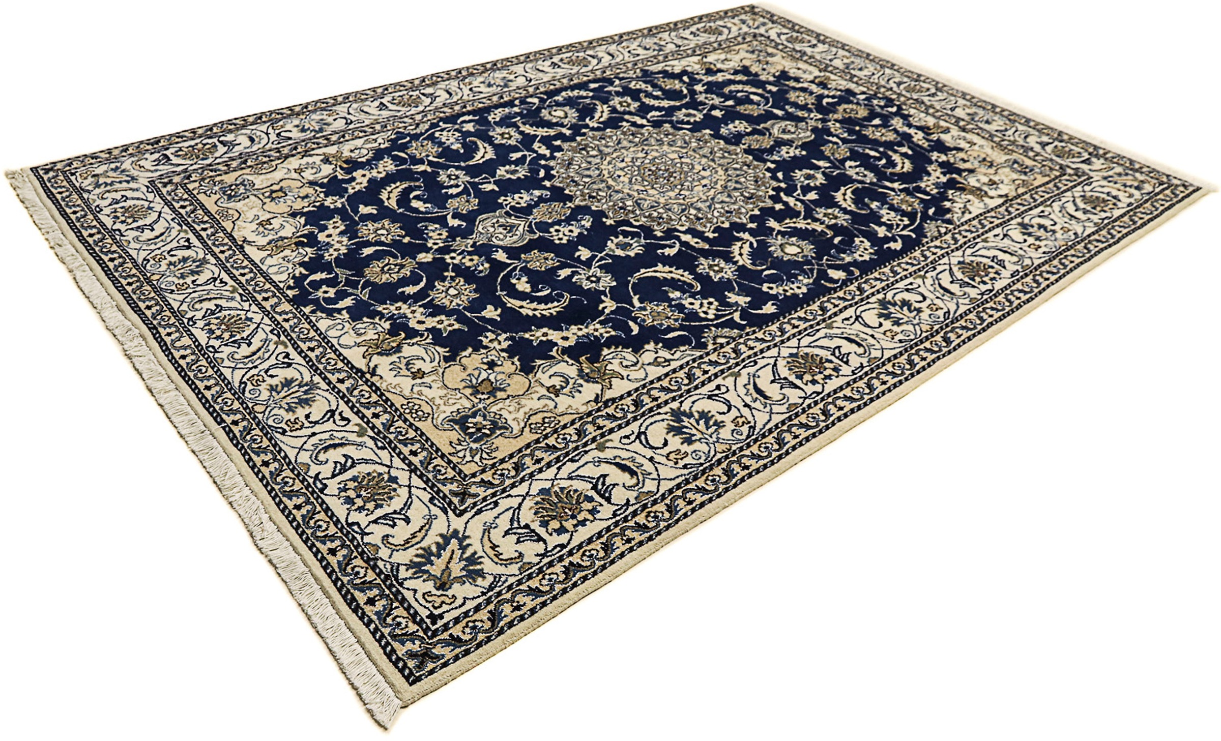 Image of morgenland Orientteppich »Perser - Nain - 290 x 198 cm - dunkelblau«, rechteckig, 12 mm Höhe, Wohnzimmer, Handgeknüpft, Einzelstück mit Zertifikat bei Ackermann Versand Schweiz