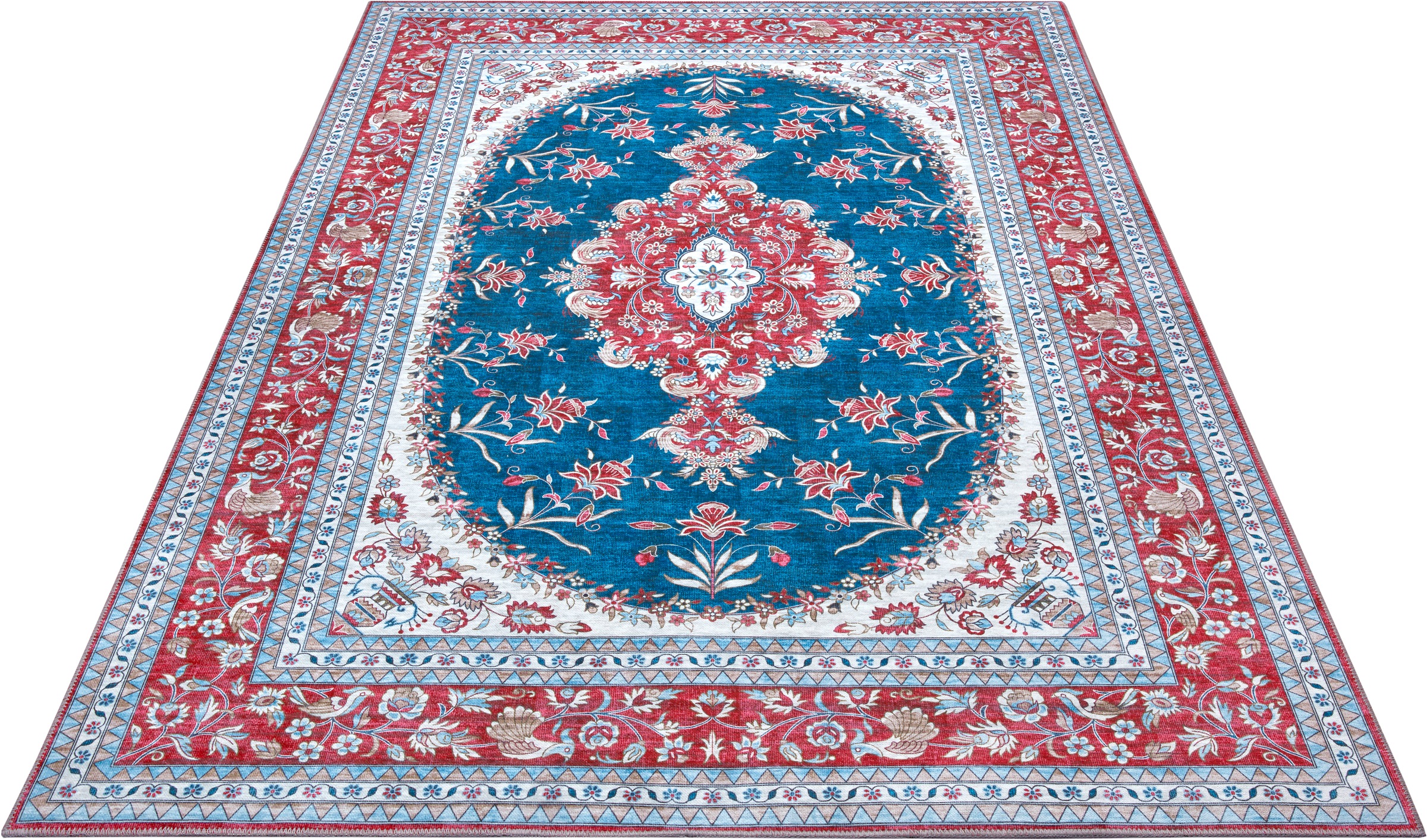 Image of NOURISTAN Designteppich »Tabriz Nila«, rechteckig, 7 mm Höhe, Klassischer Teppich, Orient Optik, Vintage Design, Gekettelt, Wohnzimmer, Schlafzimmer, Robust, Pflegeleicht bei Ackermann Versand Schweiz