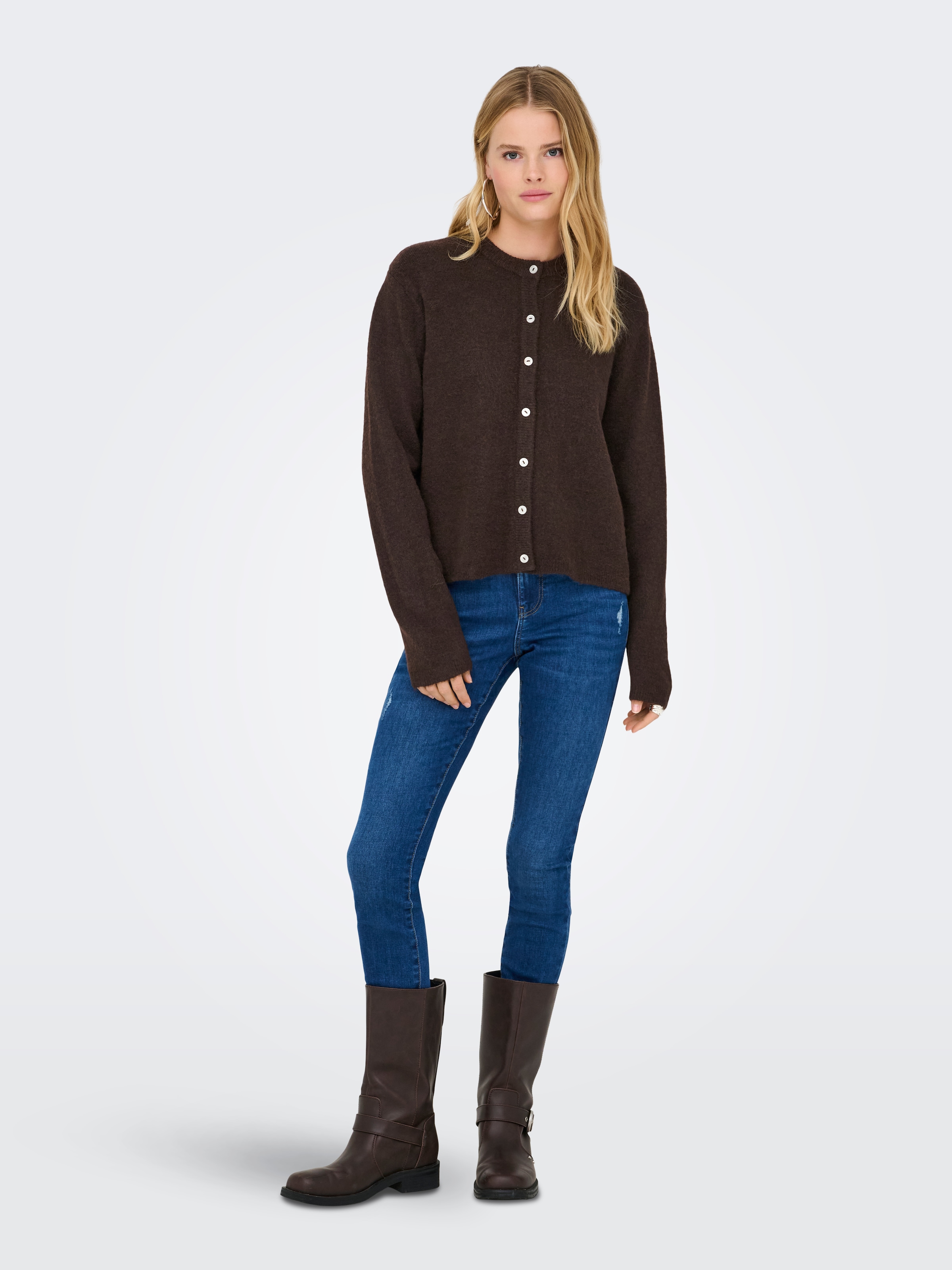 ONLY Strickjacke »ONLSIMONI L/S O-NECK CARDIGAN KNT NOOS« Materialmix, relaxed fit