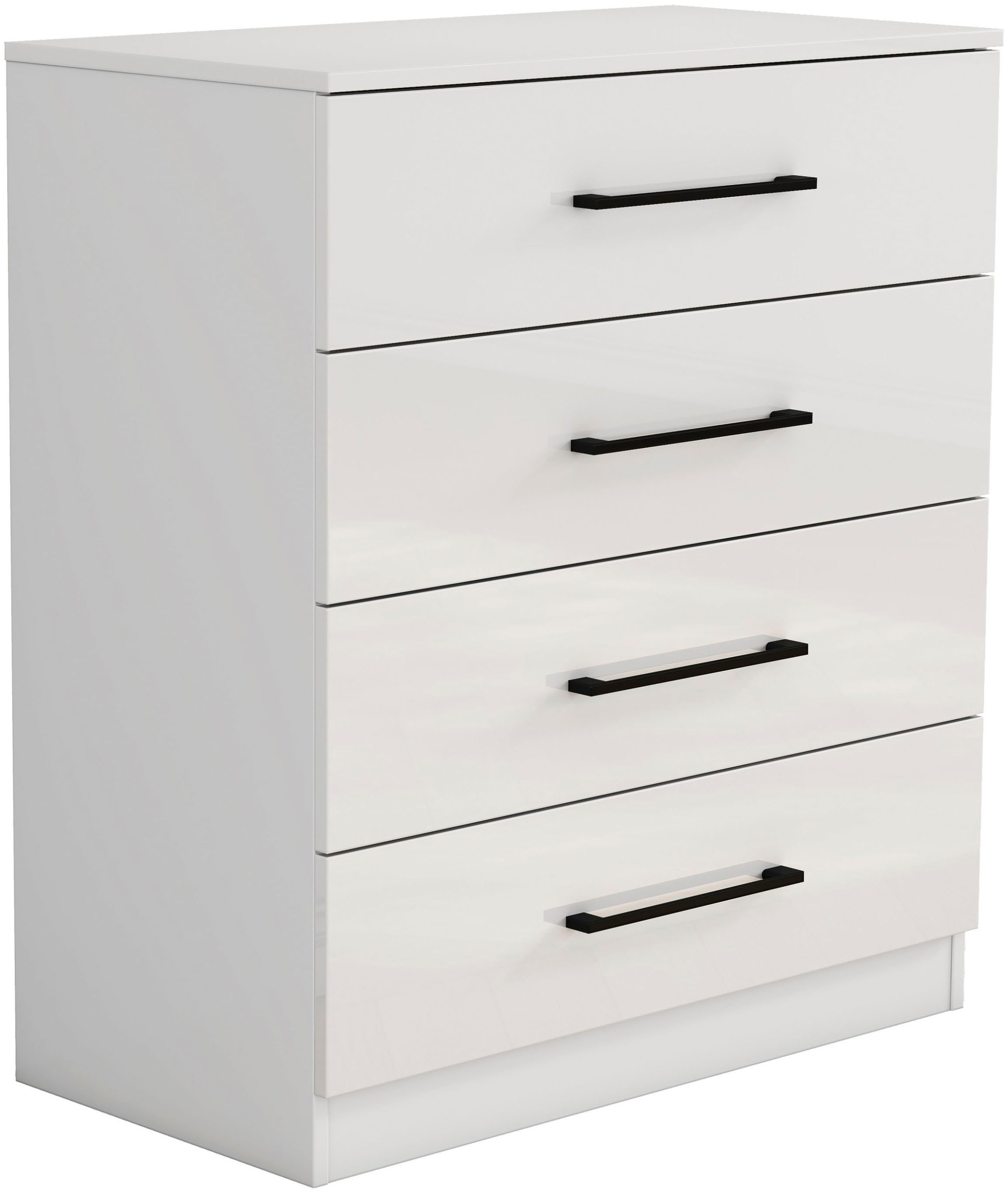 GOODproduct Commode à tiroirs »Sylt Schlafzimmerkommode Kommode Wäscheschrank Bestseller« Viel Stauraum im Schlafzimmer mit hochglänzenden Fronten, 1 cuis tlg. Beistellschrank mit 4 Schubladen