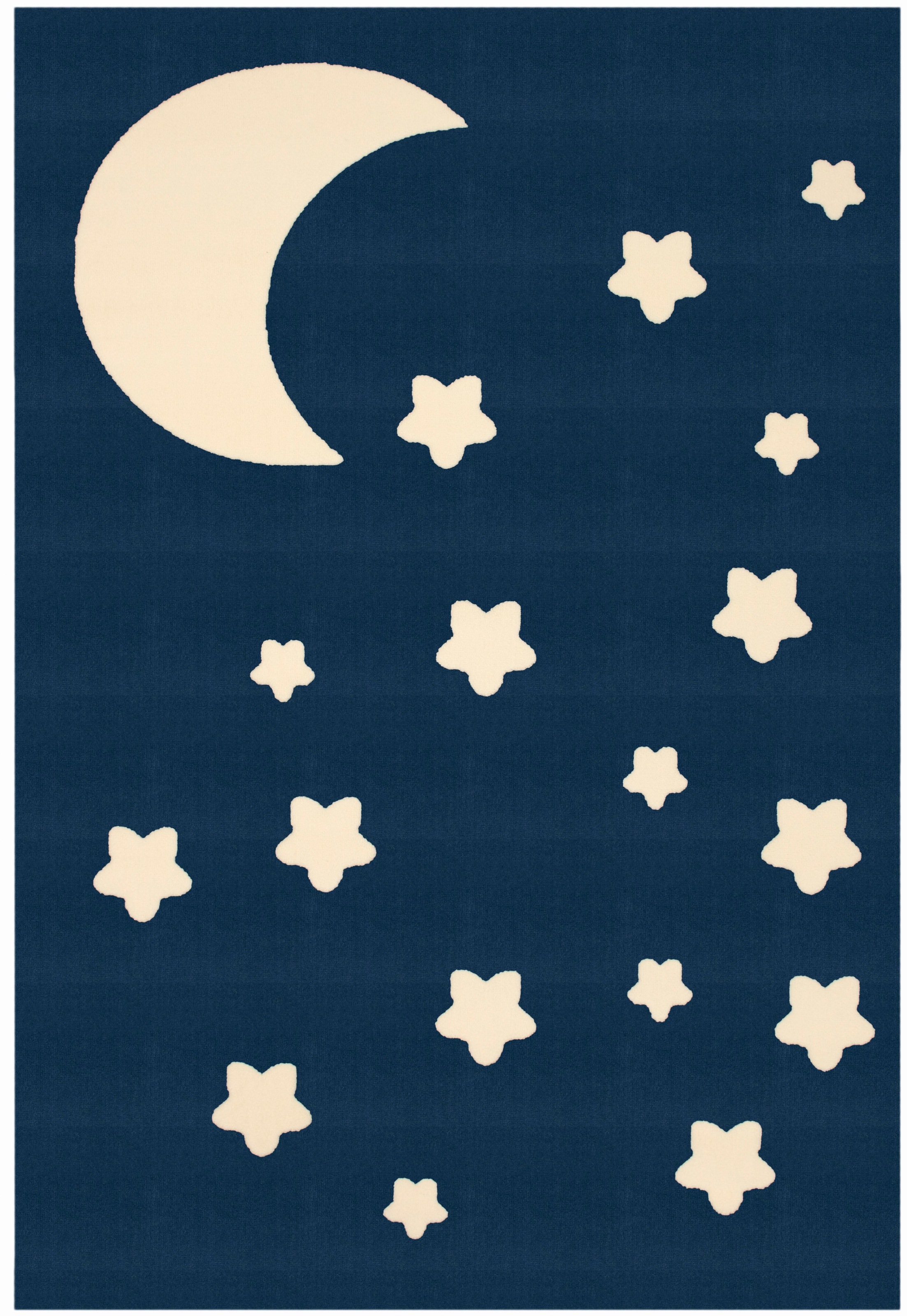 HANSE Home Kinderteppich »Mond und Sterne«, rechteckig, Nacht Motiv, Kurzflor, Strapazierfähig, Pflegeleicht, Robust