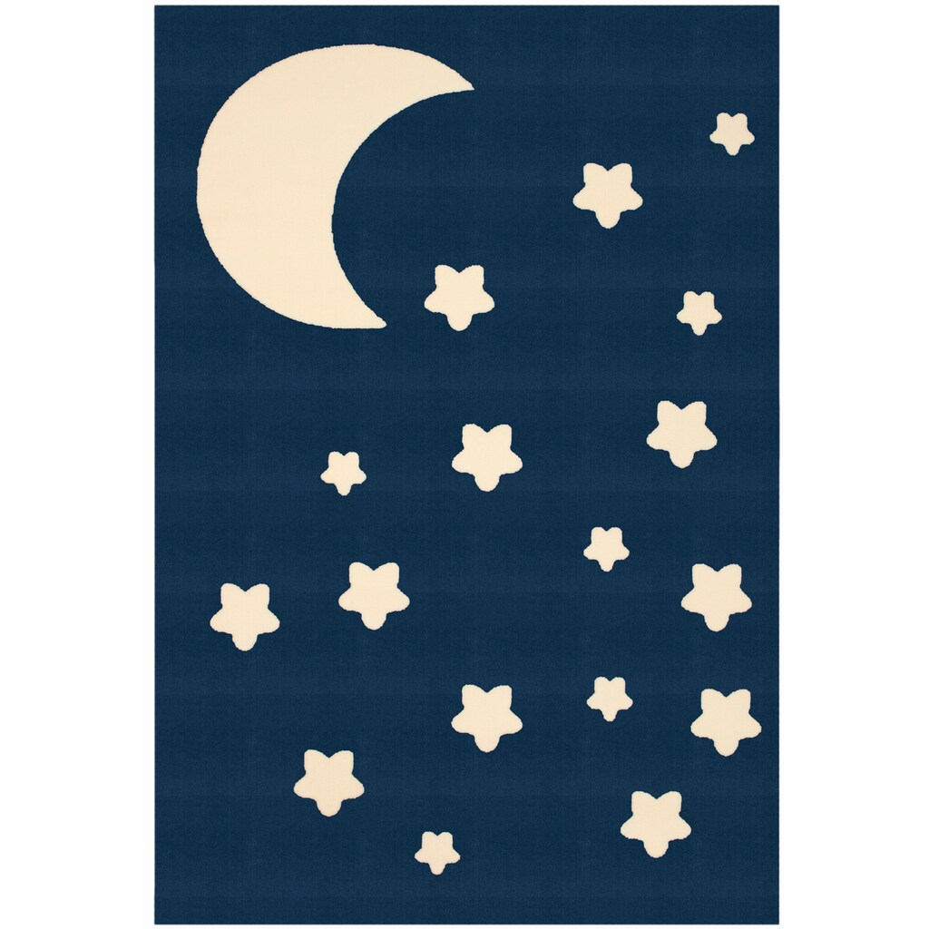 HANSE Home Kinderteppich »Mond und Sterne«, rechteckig, Nacht Motiv, Kurzflor, Strapazierfähig, Pflegeleicht, Robust