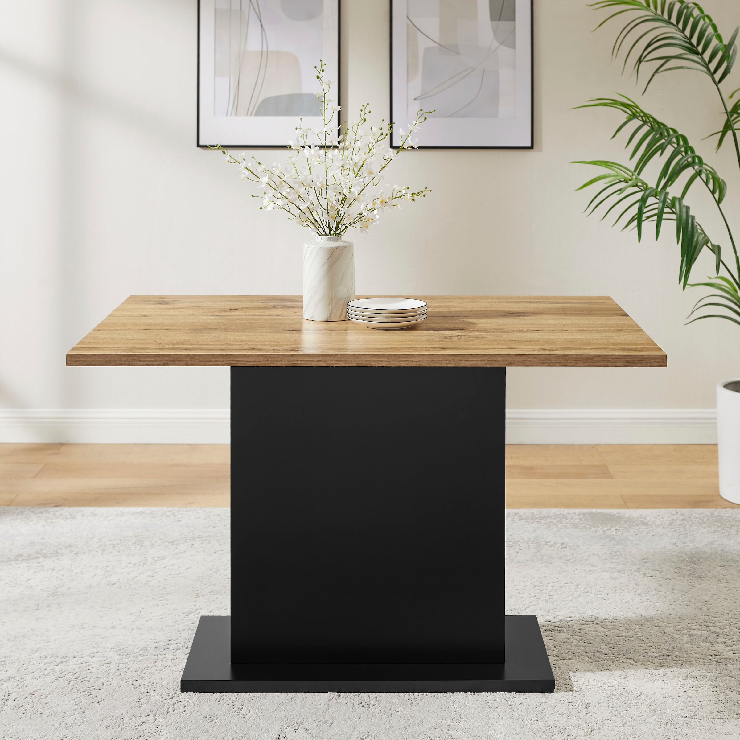 GOODproduct Esstisch »Hennia« Säulensockel, integrierte Ablagefächer, Breite 120 cm