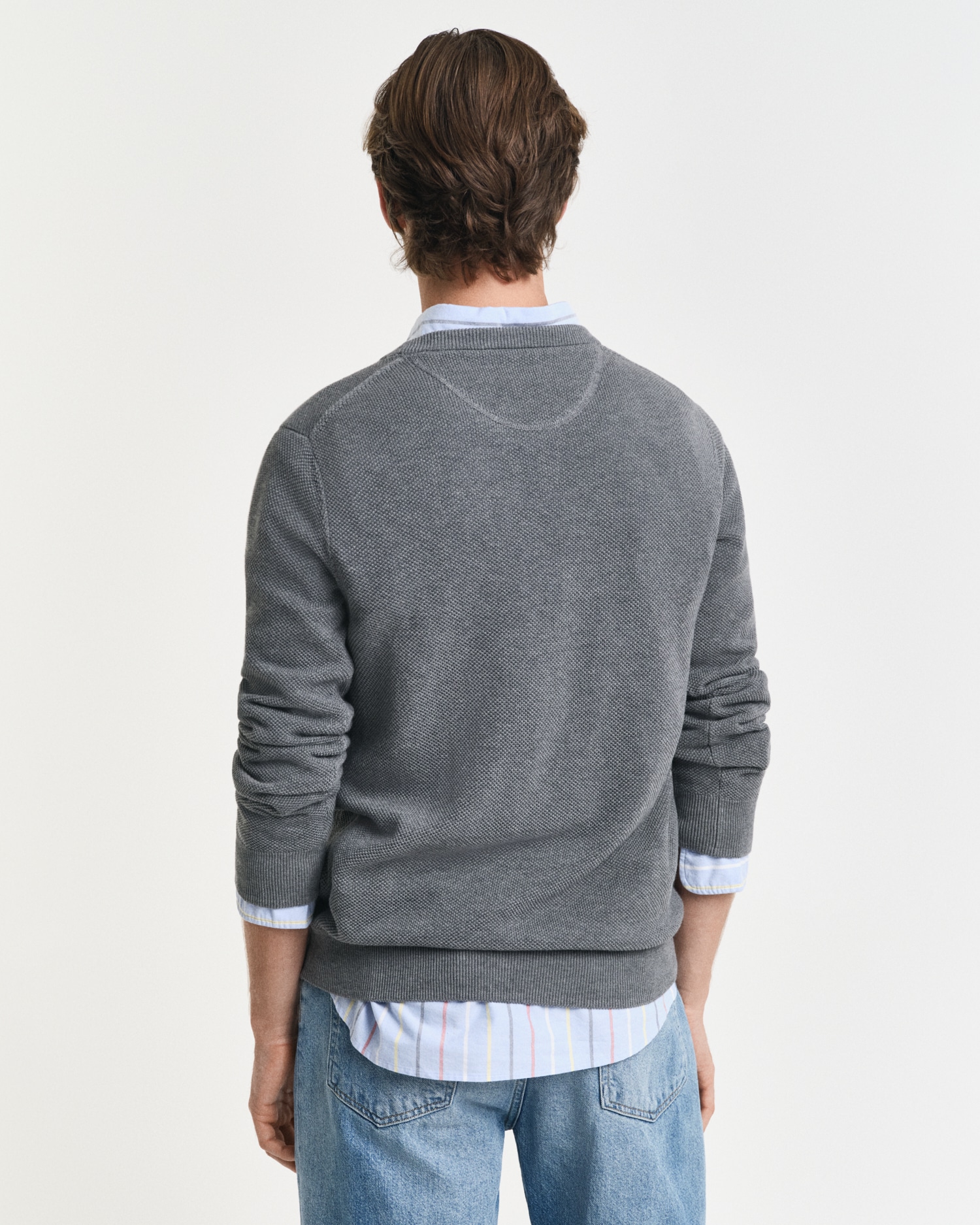 Gant Rundhalspullover »COTTON PIQUE C-NECK« mit Logostickerei auf der Brust