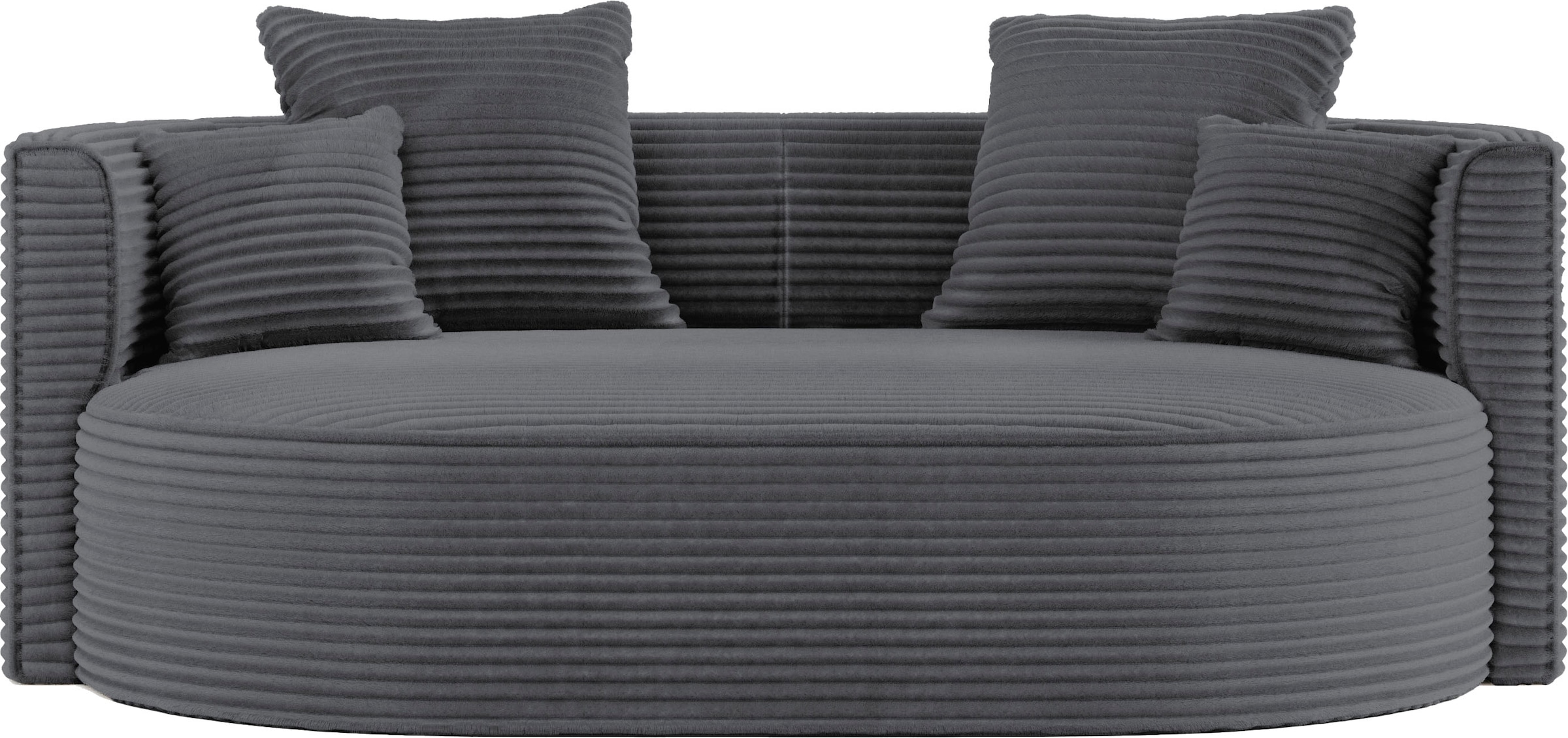 LeGer Home by Lena Gercke 2,5-Sitzer »ISALIE, rundes Loungesofa, mit Kissen, perfekt gepolstert«, moderne Stoffe, mit 4 Zierkissen, extra grosse Sitzfläche