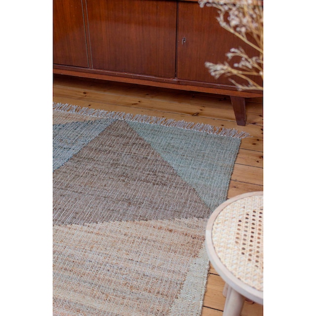 Green Looop Teppich »Vincent GL-82111«, rechteckig, Naturfaser Teppich aus  Jute mit Baumwolle, mit Fransen, Wohnzimmer günstig kaufen